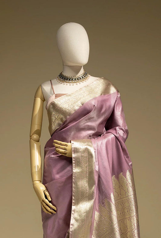 Silk Saree In Dusky Mauve For An Elegant Look