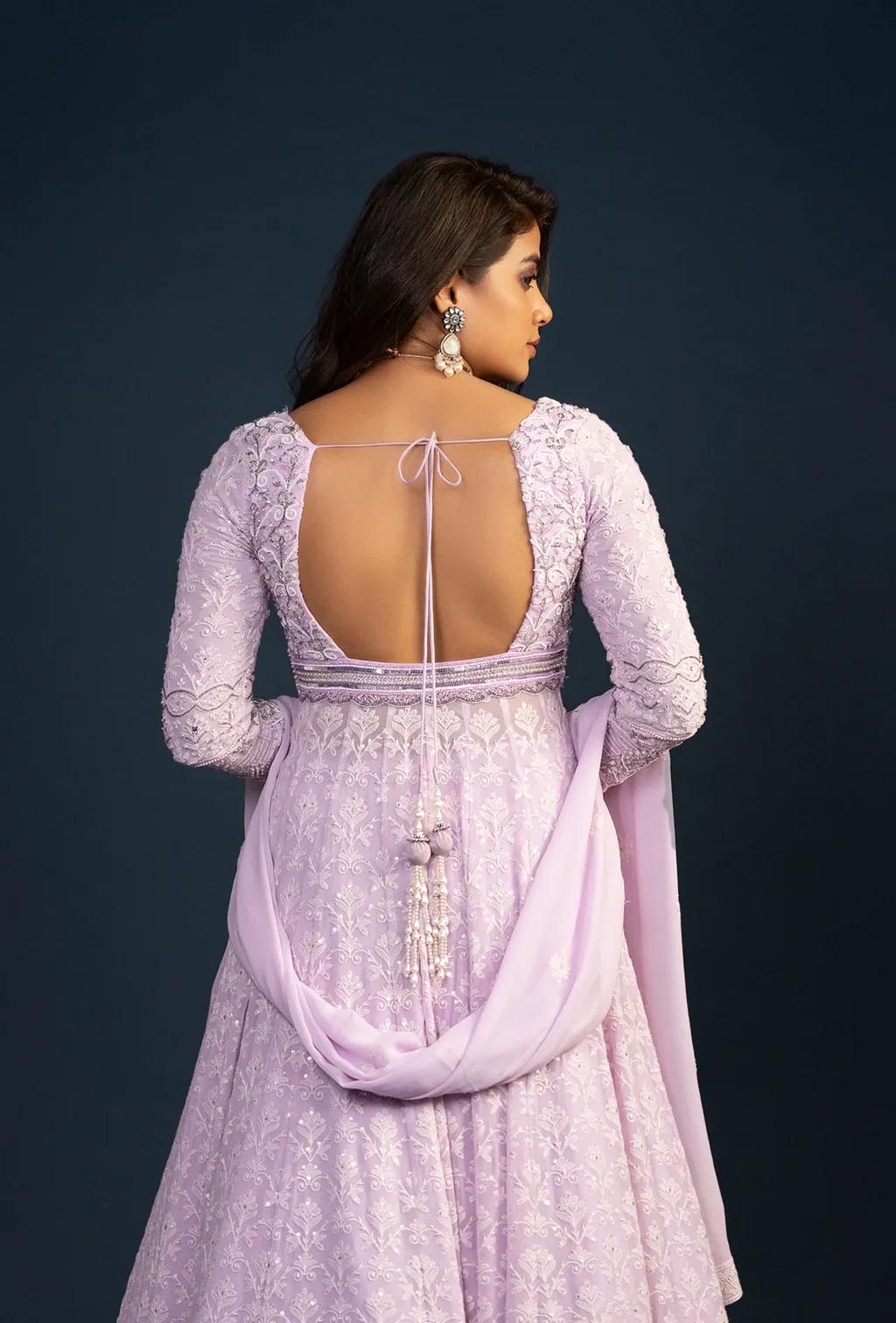 Dahlia Lilac Chikankari Thread Work Lehenga Set