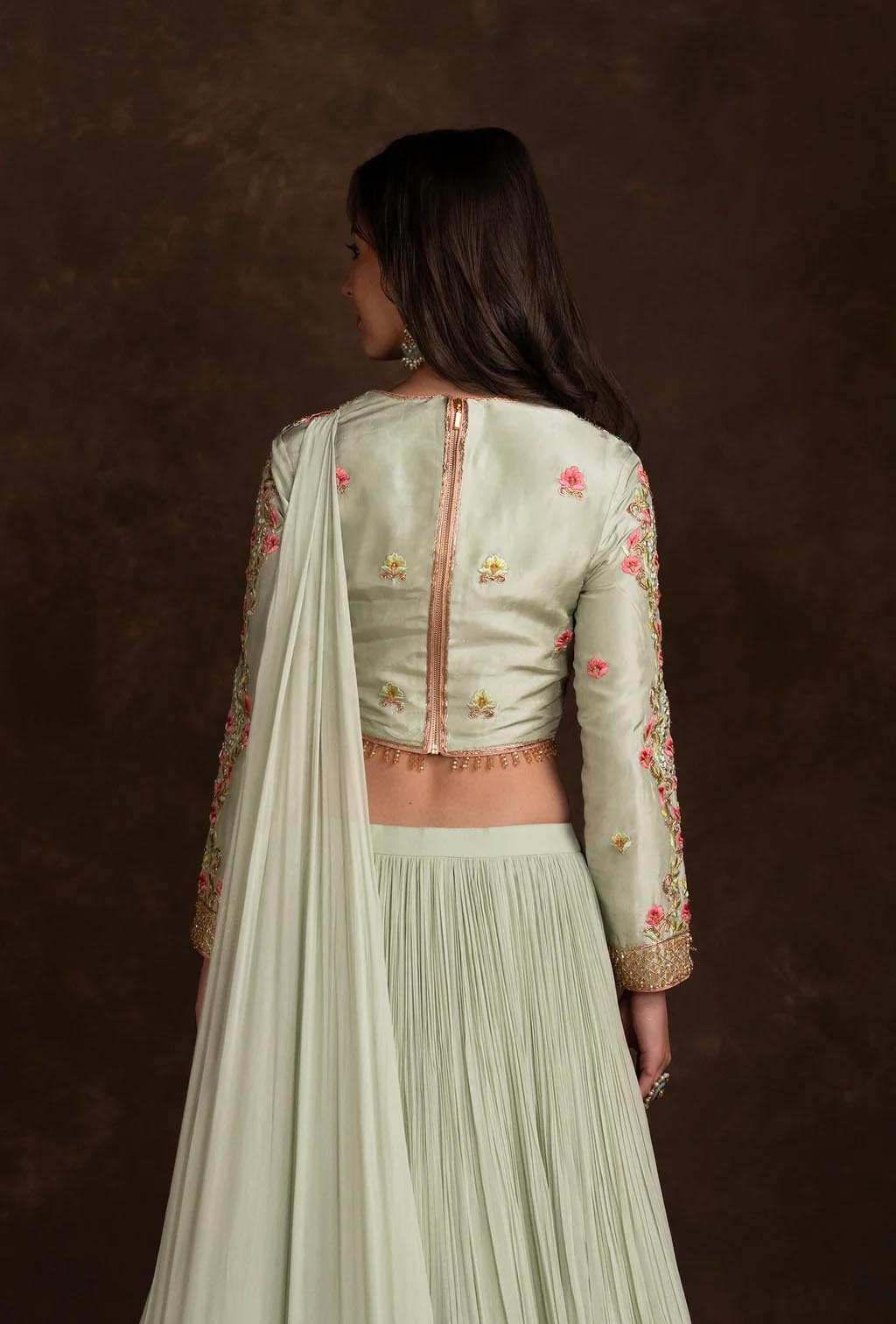 Elira Light Sea Green Jacket Lehenga Set