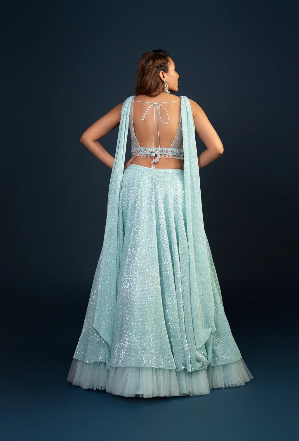 Sienna Sky Blue Applique work Lehenga Set