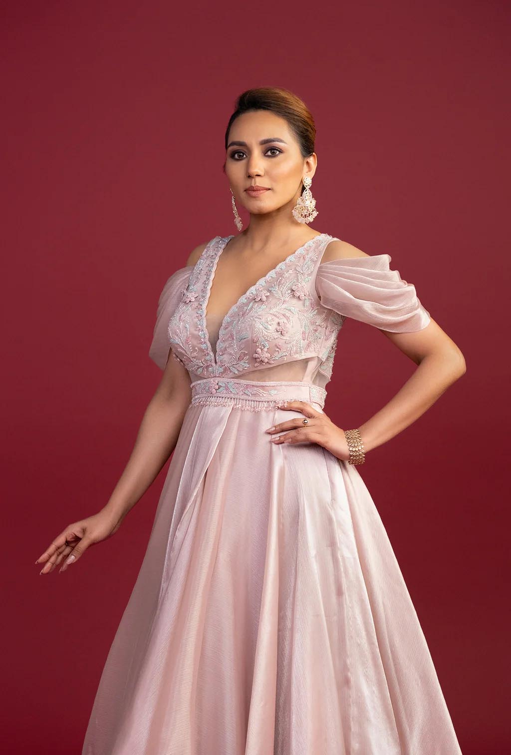 Fern Rosewater Pink Waist Cut Ball Gown