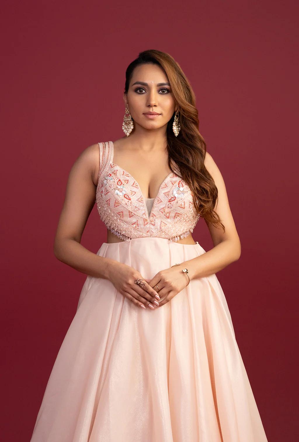 Esther Light Pink Shimmer Organza Gown