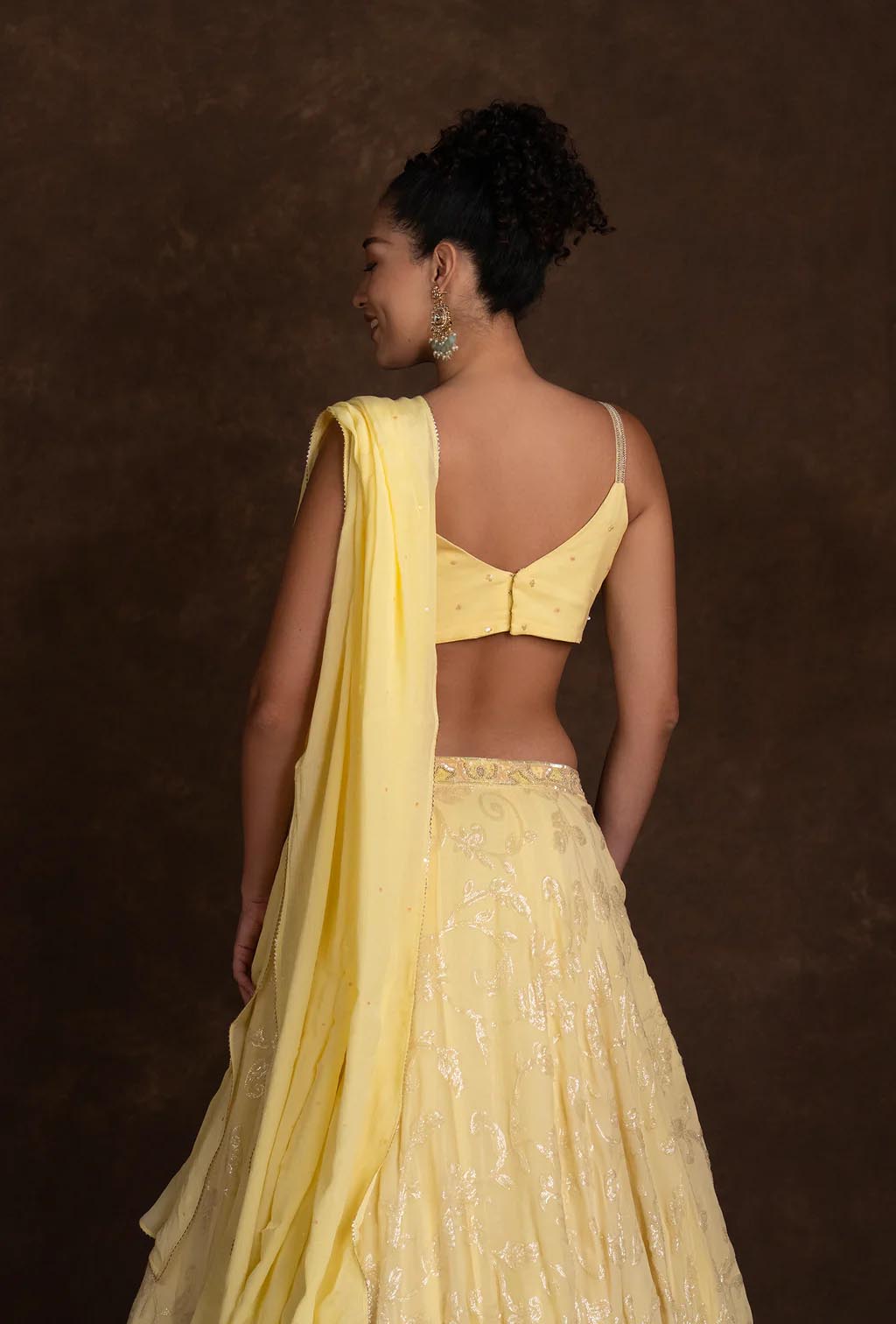Iris Pastel Yellow Sequined Embroidery Lehenga Set