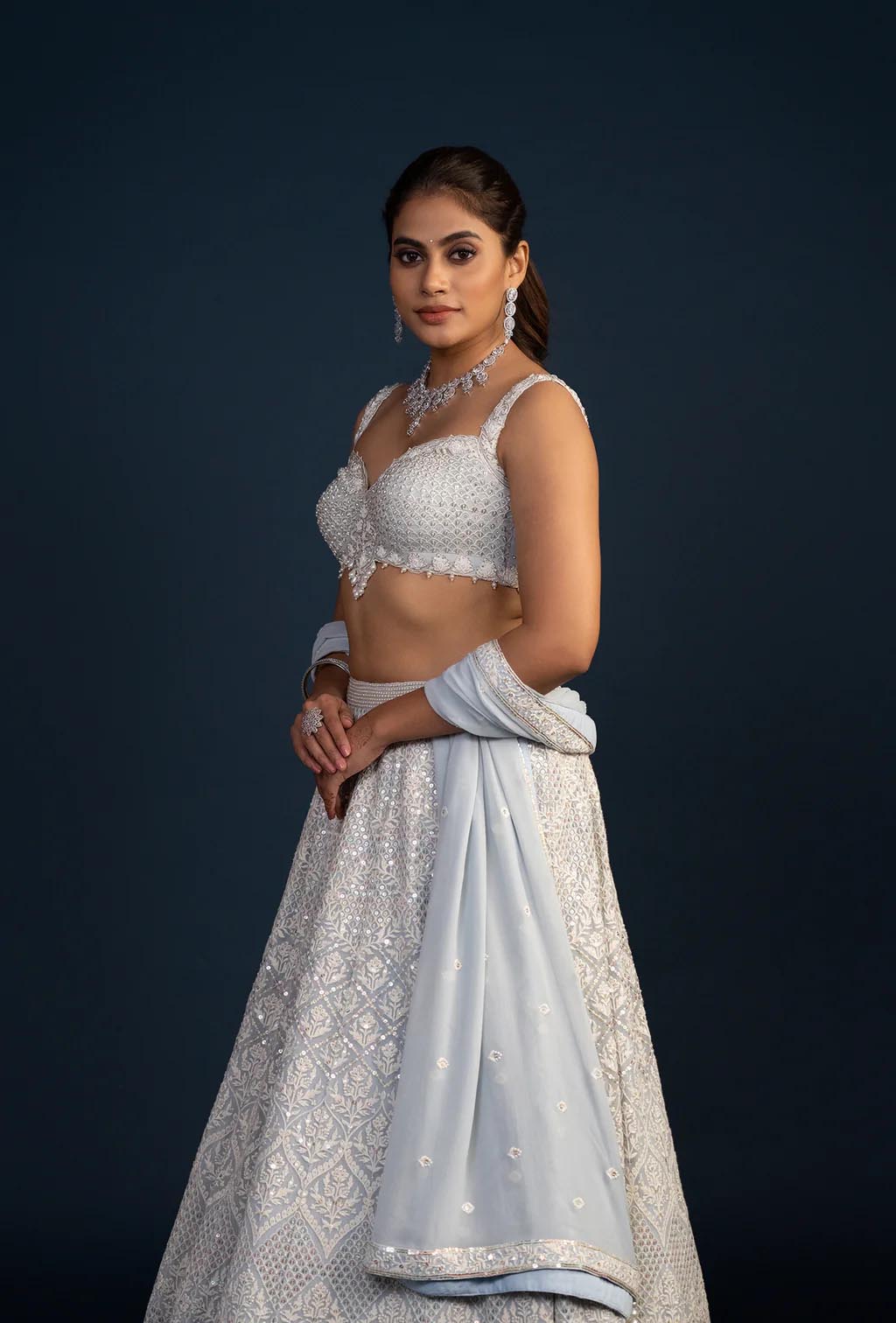 Serenade Ice Water Blue Heavy Embroidery Lehenga Set