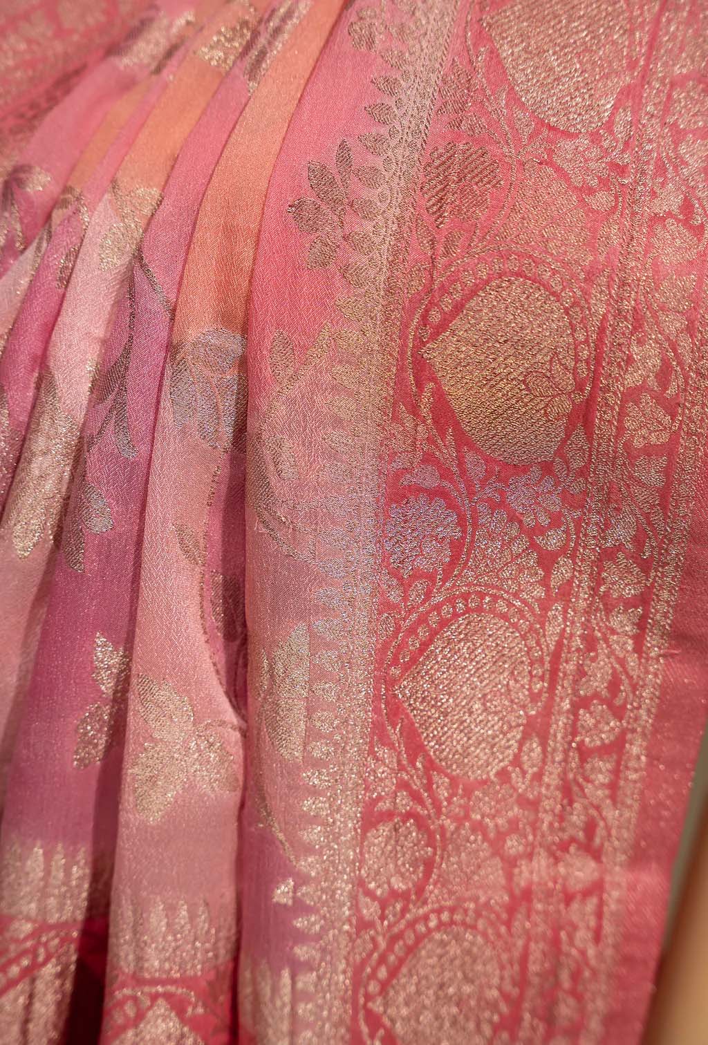 Fuchsia Pink Tilfi Khadi Georgette Saree
