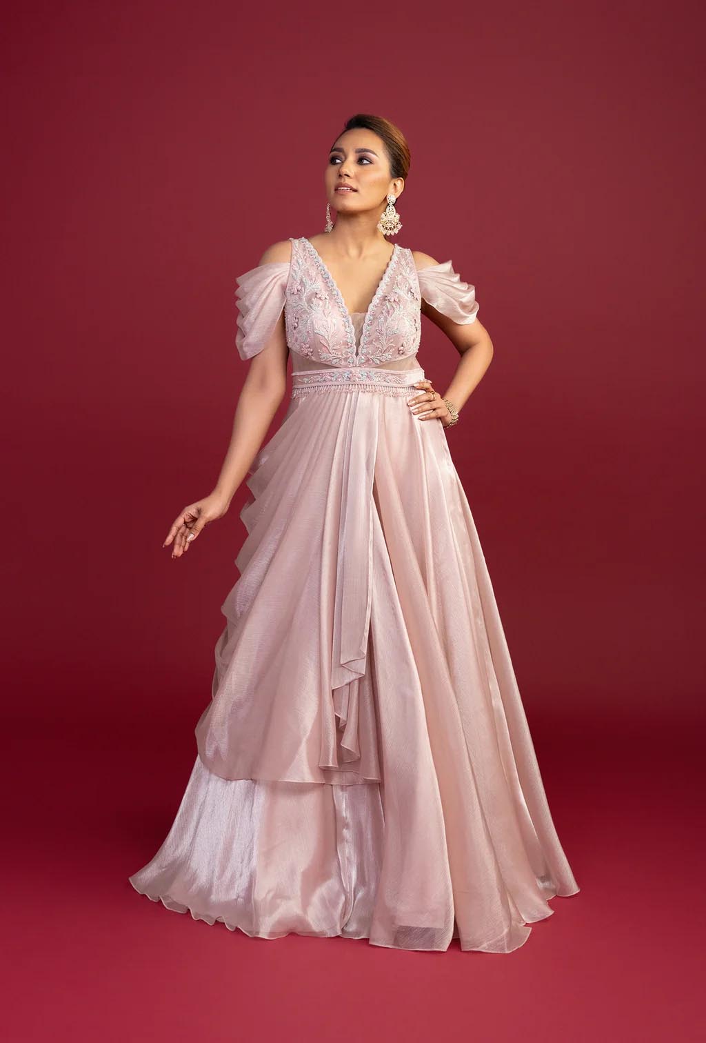 Fern Rosewater Pink Waist Cut Ball Gown