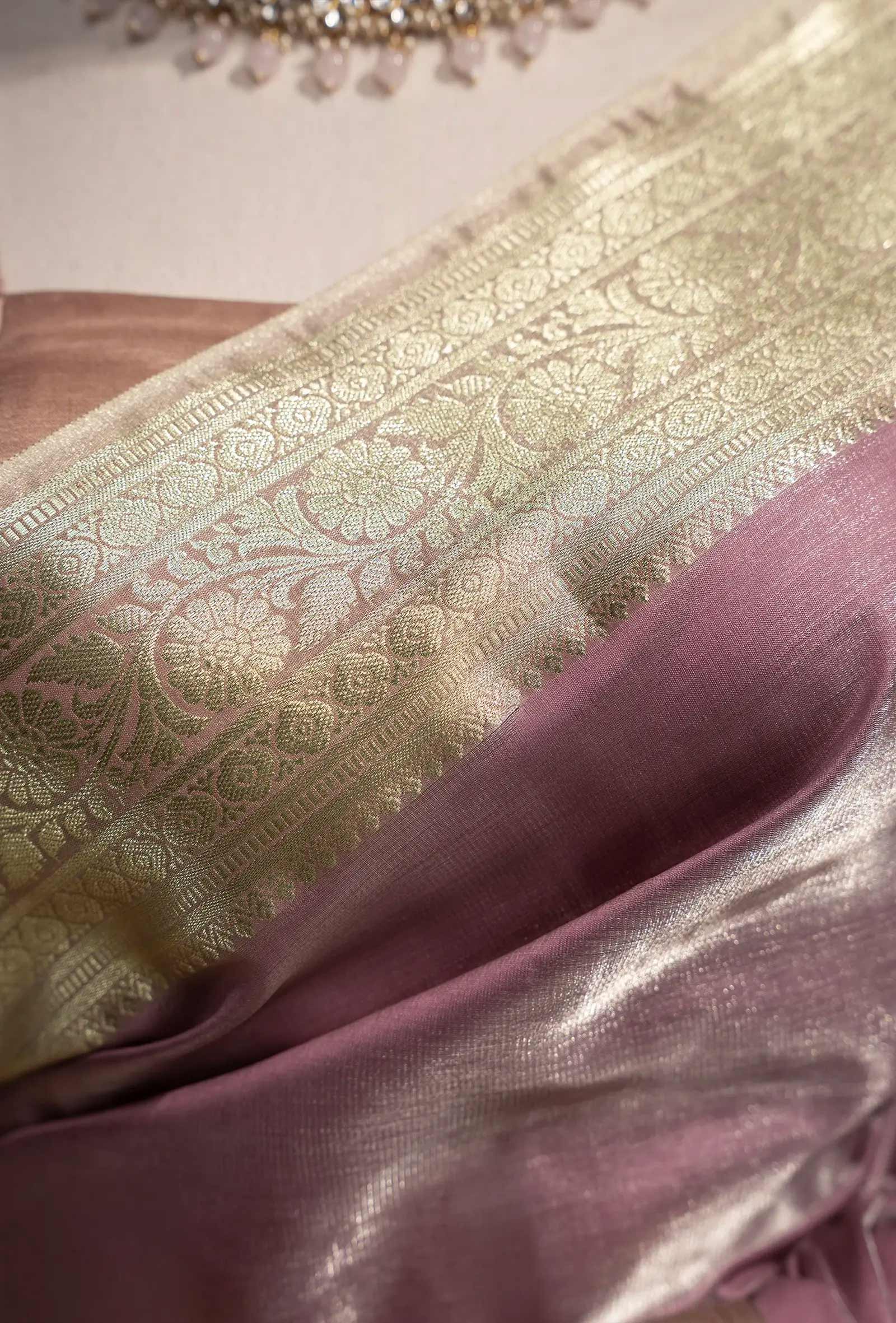Silk Saree In Dusky Mauve For An Elegant Look