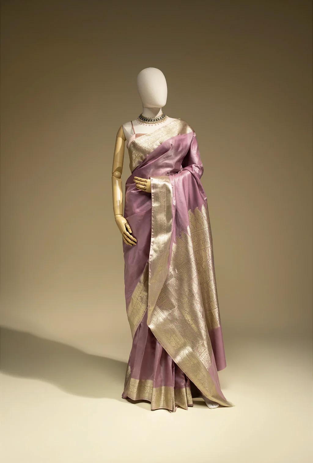 Silk Saree In Dusky Mauve For An Elegant Look