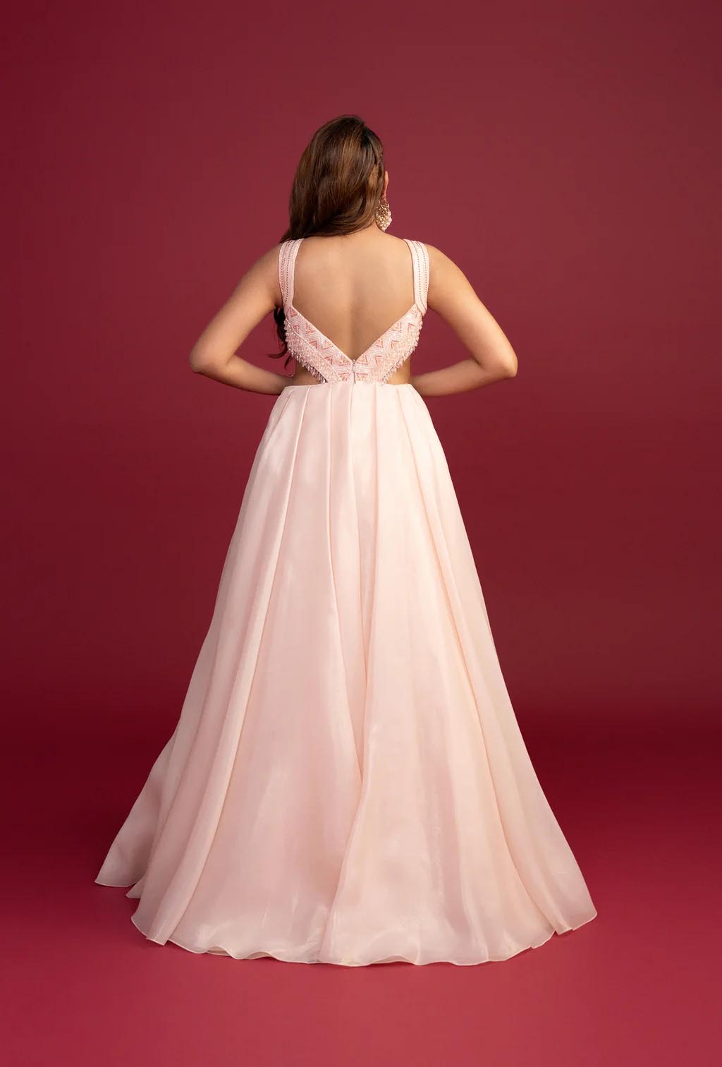 Esther Light Pink Shimmer Organza Gown