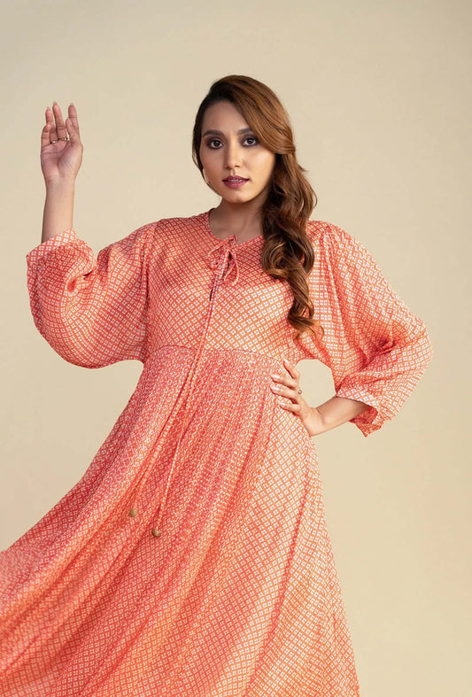 Coral Draw String Maxi Dress