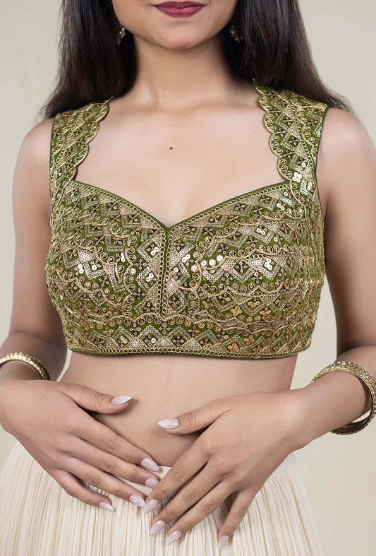 Gold Sequence Embroidery Work Blouse