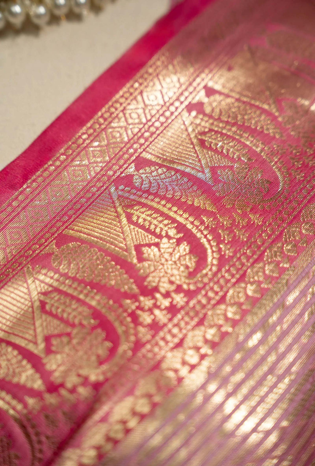 Kosa Silk Saree In Metallic Pink With A Glossy Finish