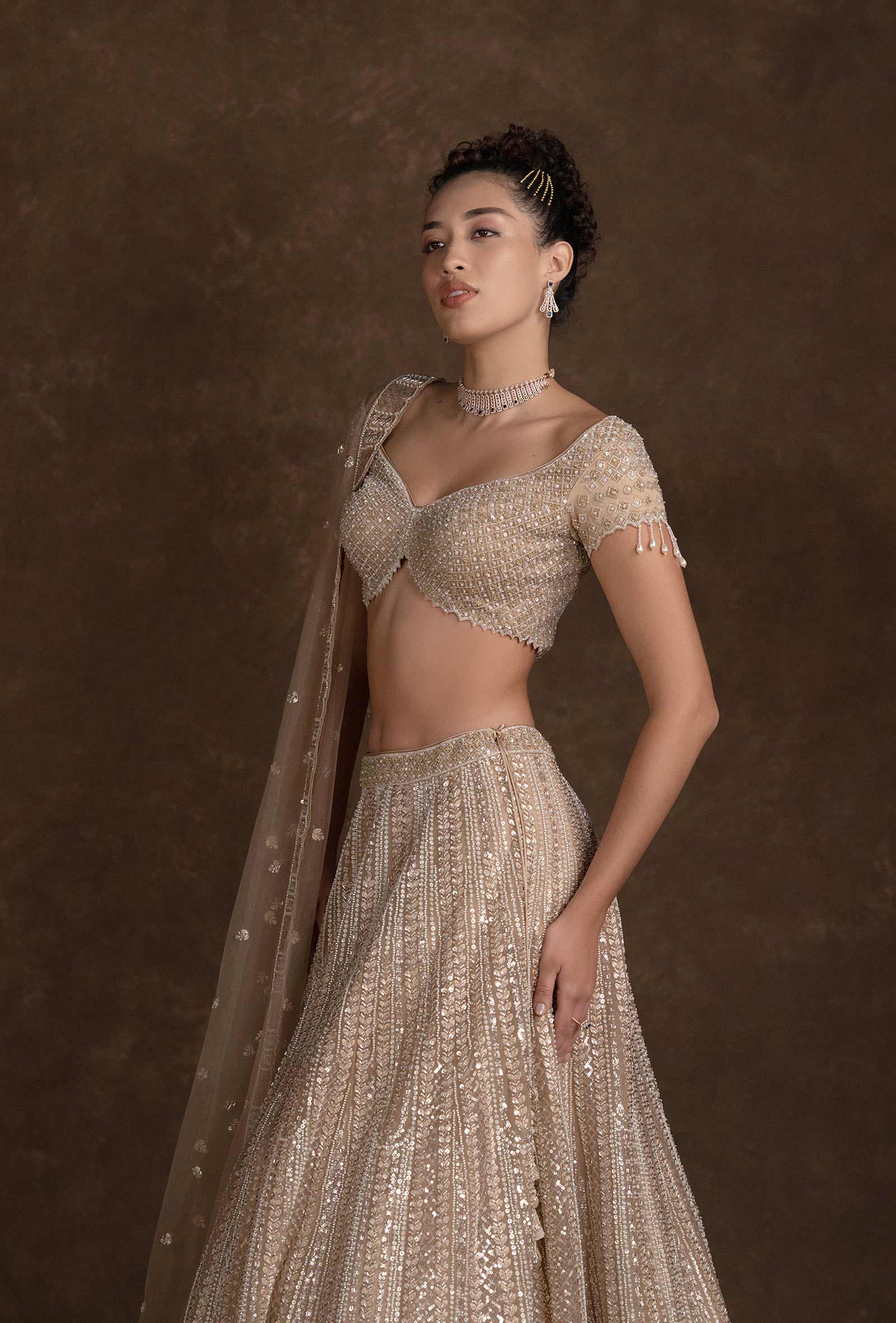 Ada Golden Hand Embroidered Bridal Lehenga Set