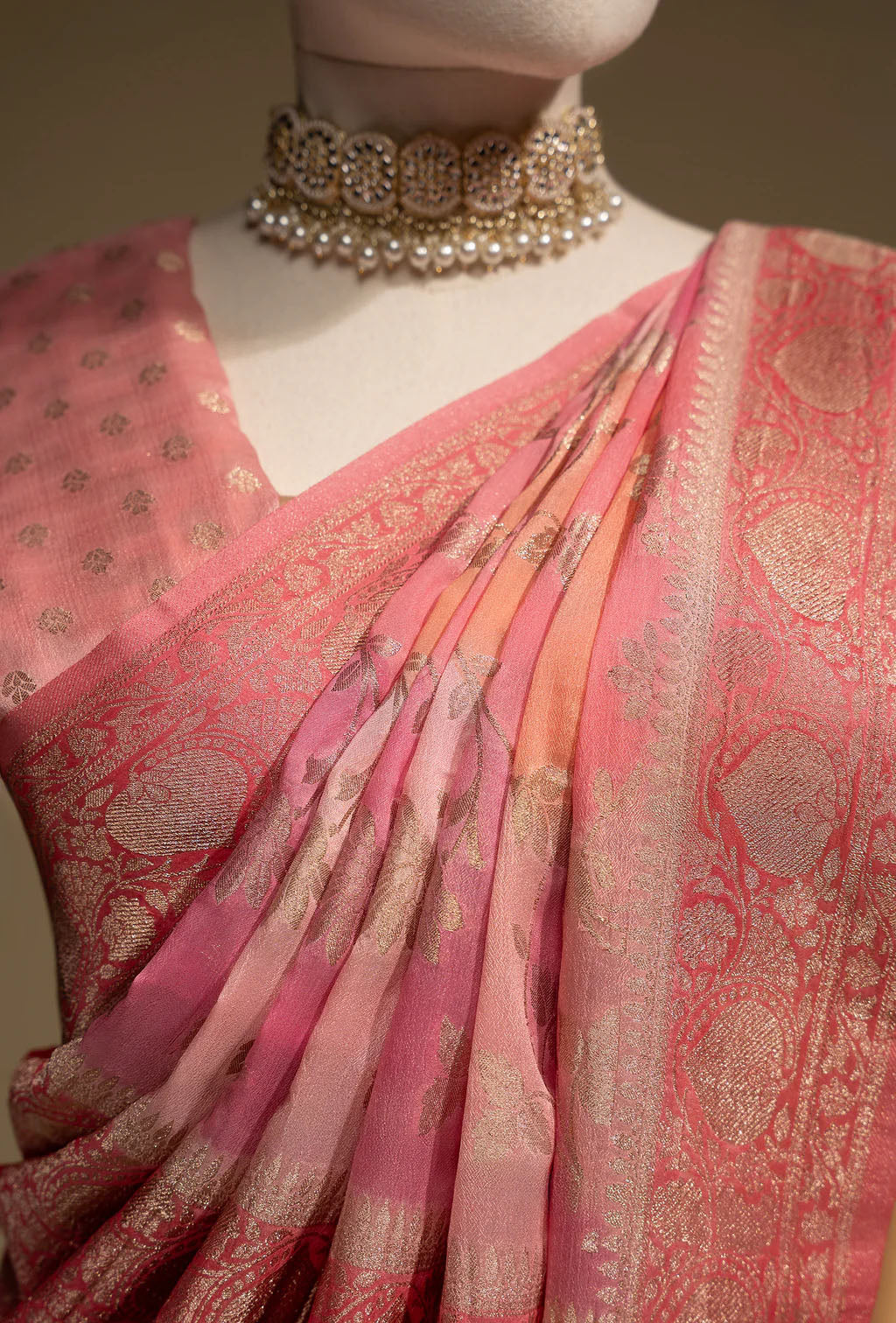 Fuchsia Pink Tilfi Khadi Georgette Saree