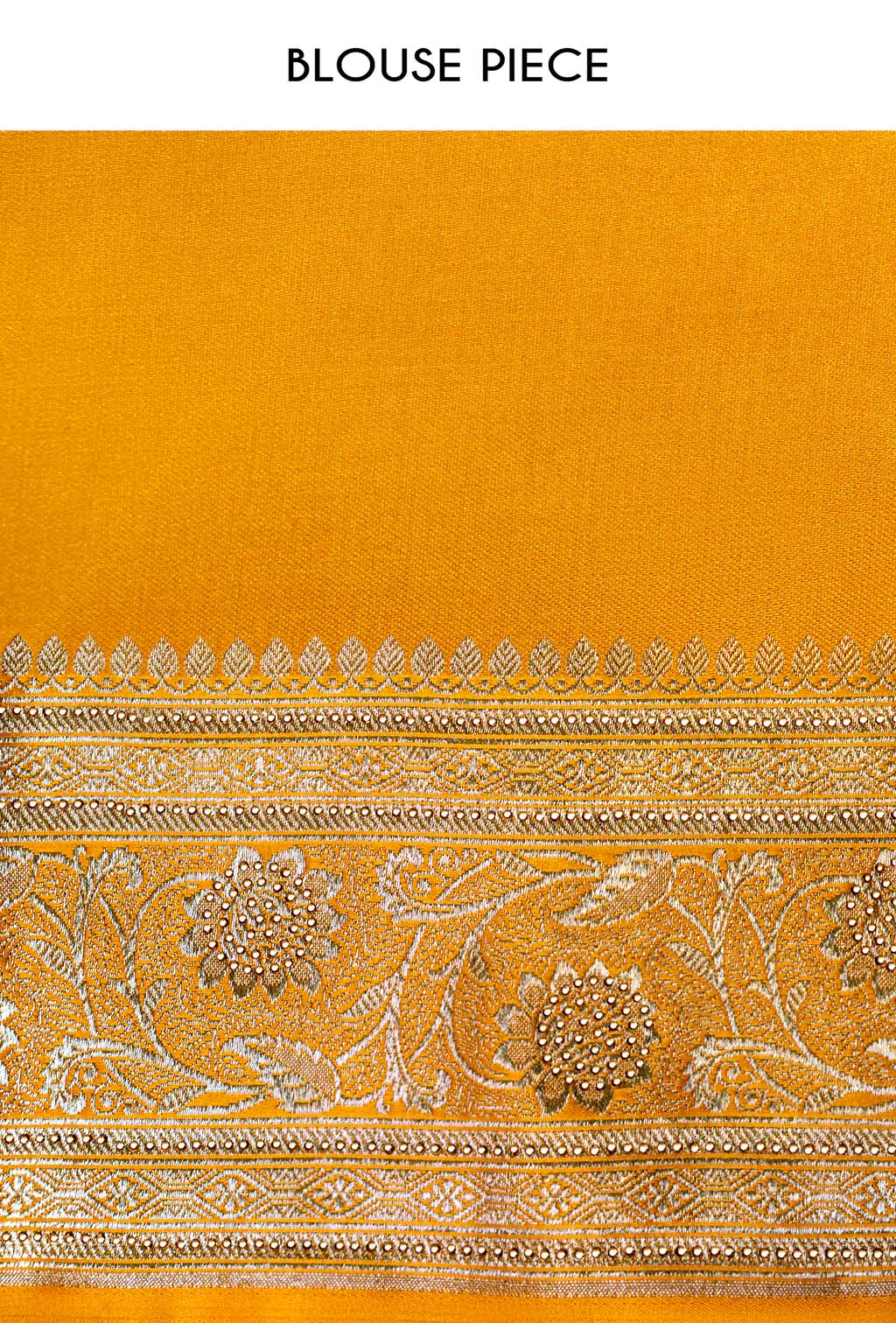 Pure Mashru Silk Saree In Marigold Yellow With Jaal Work