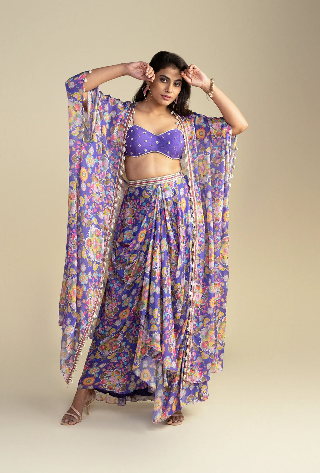 Purple Cocktail Cape Co-ord Set