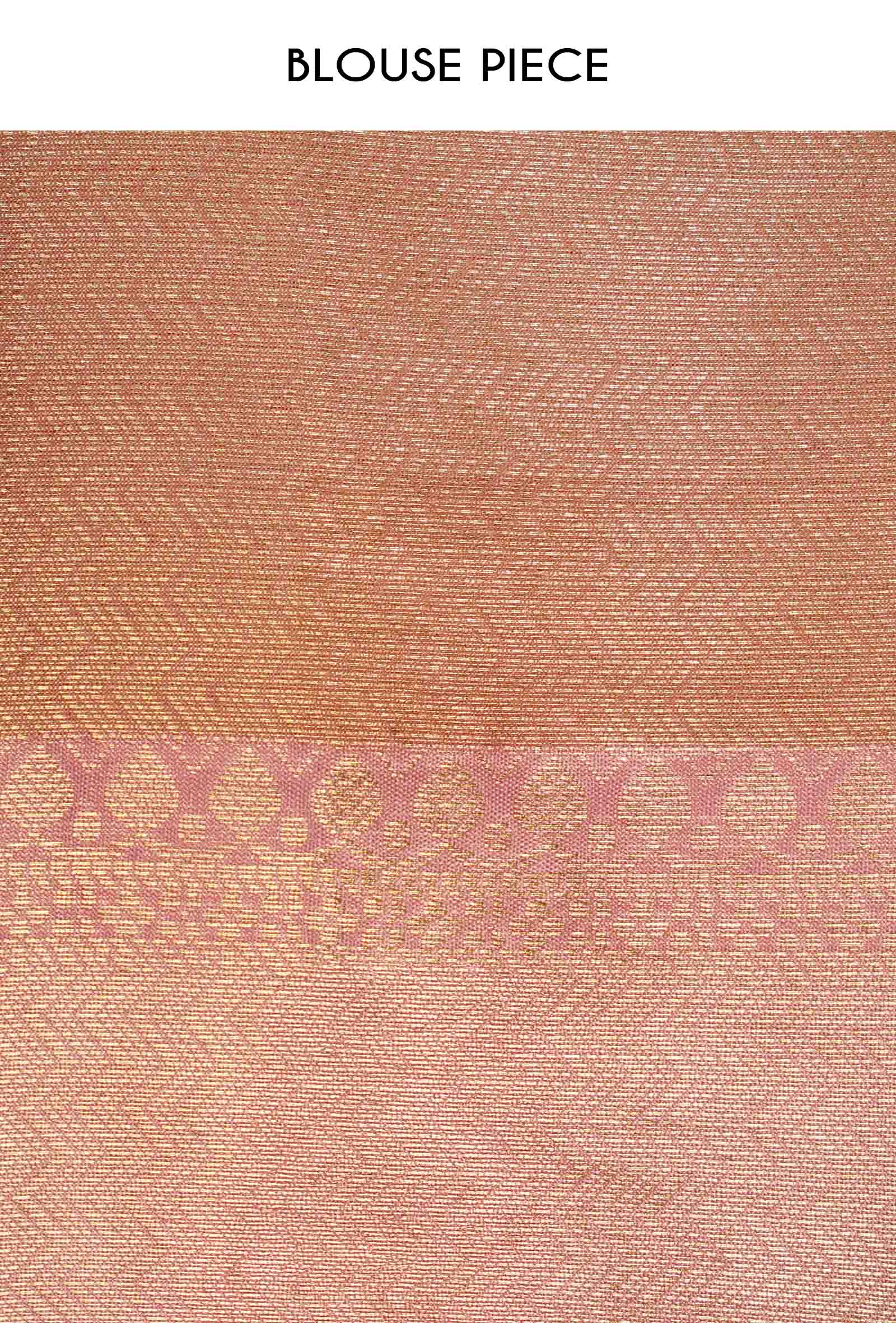 Tissue Silk Saree In Golden And Pink With Paisley Motifs