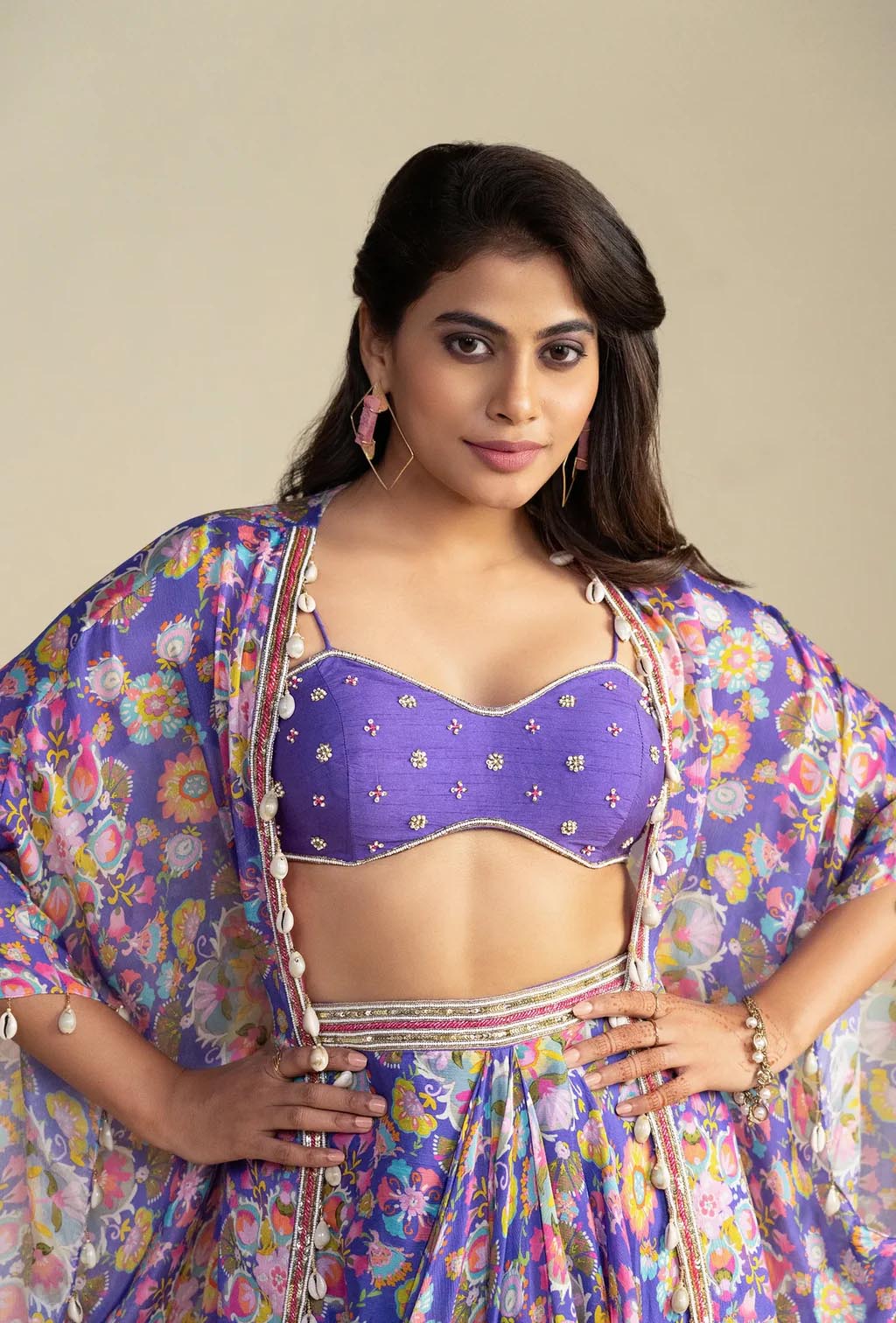 Purple Cocktail Cape Co-ord Set