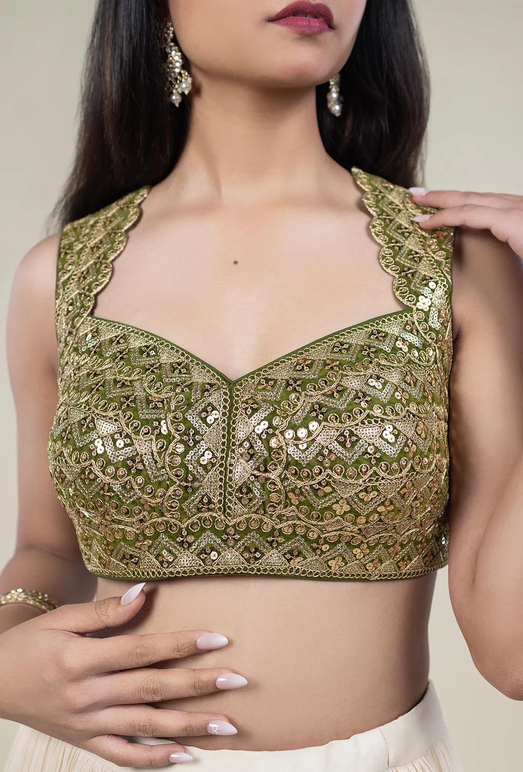 Gold Sequence Embroidery Work Blouse