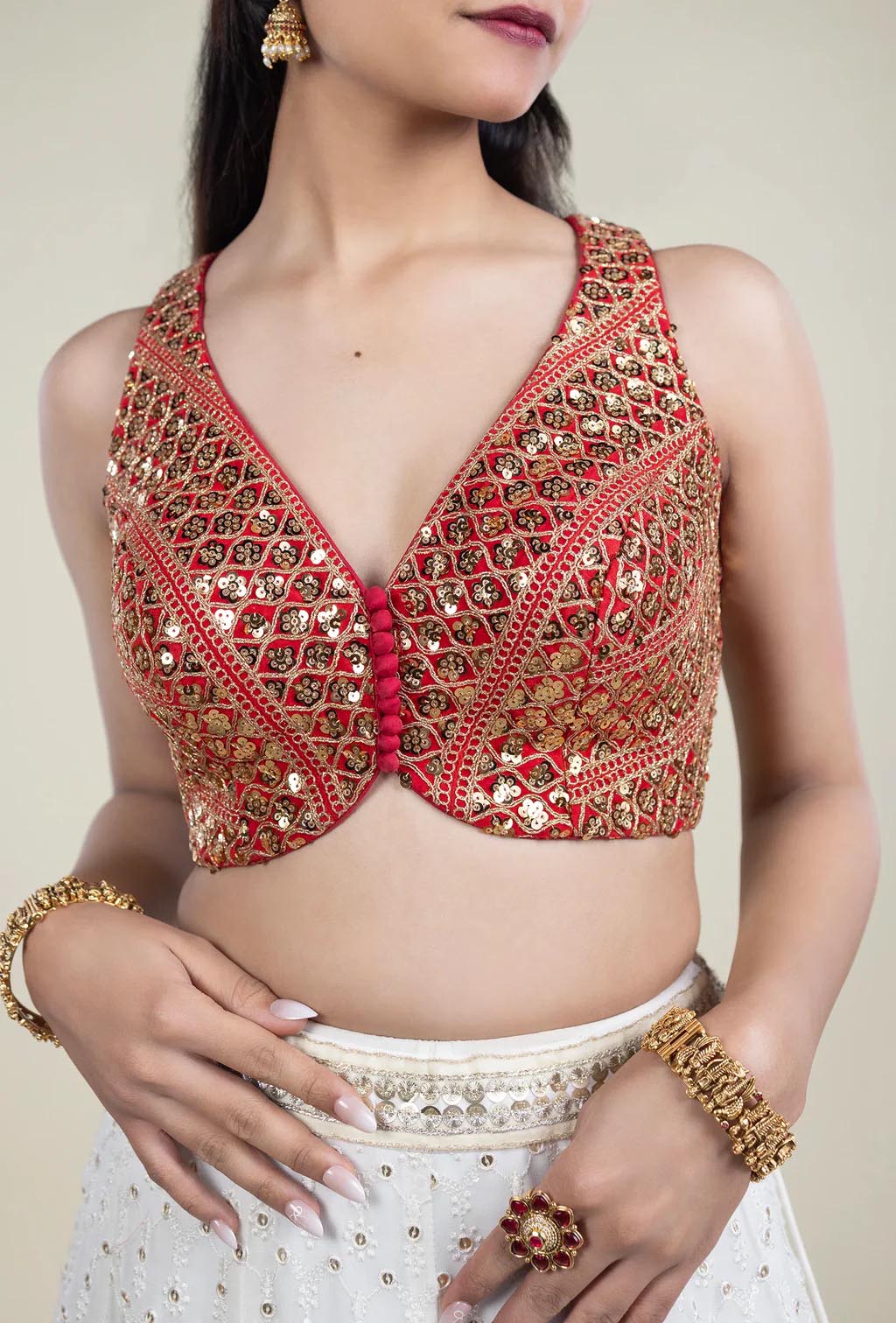 Refined Red Velvet Blouse