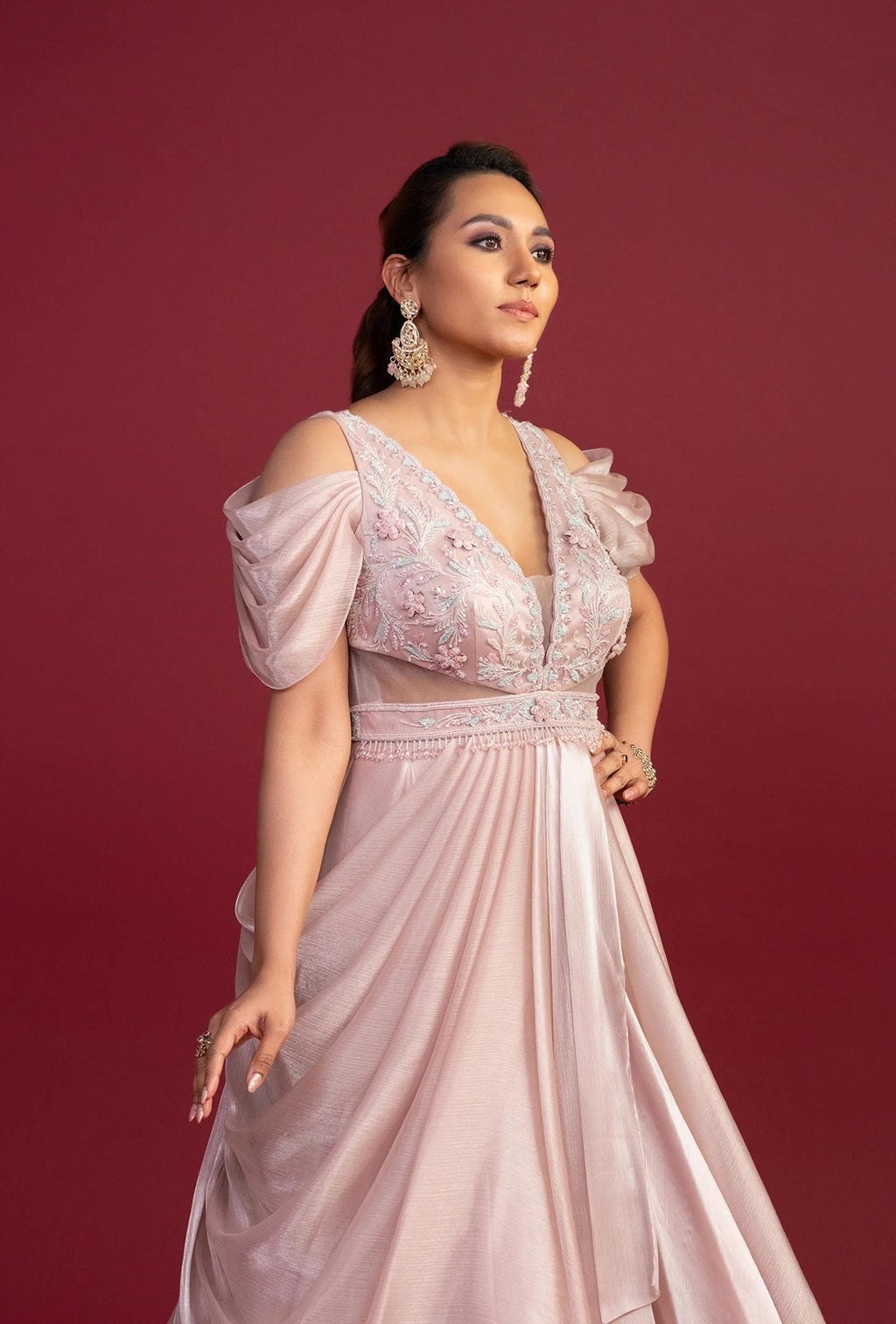 Fern Rosewater Pink Waist Cut Ball Gown