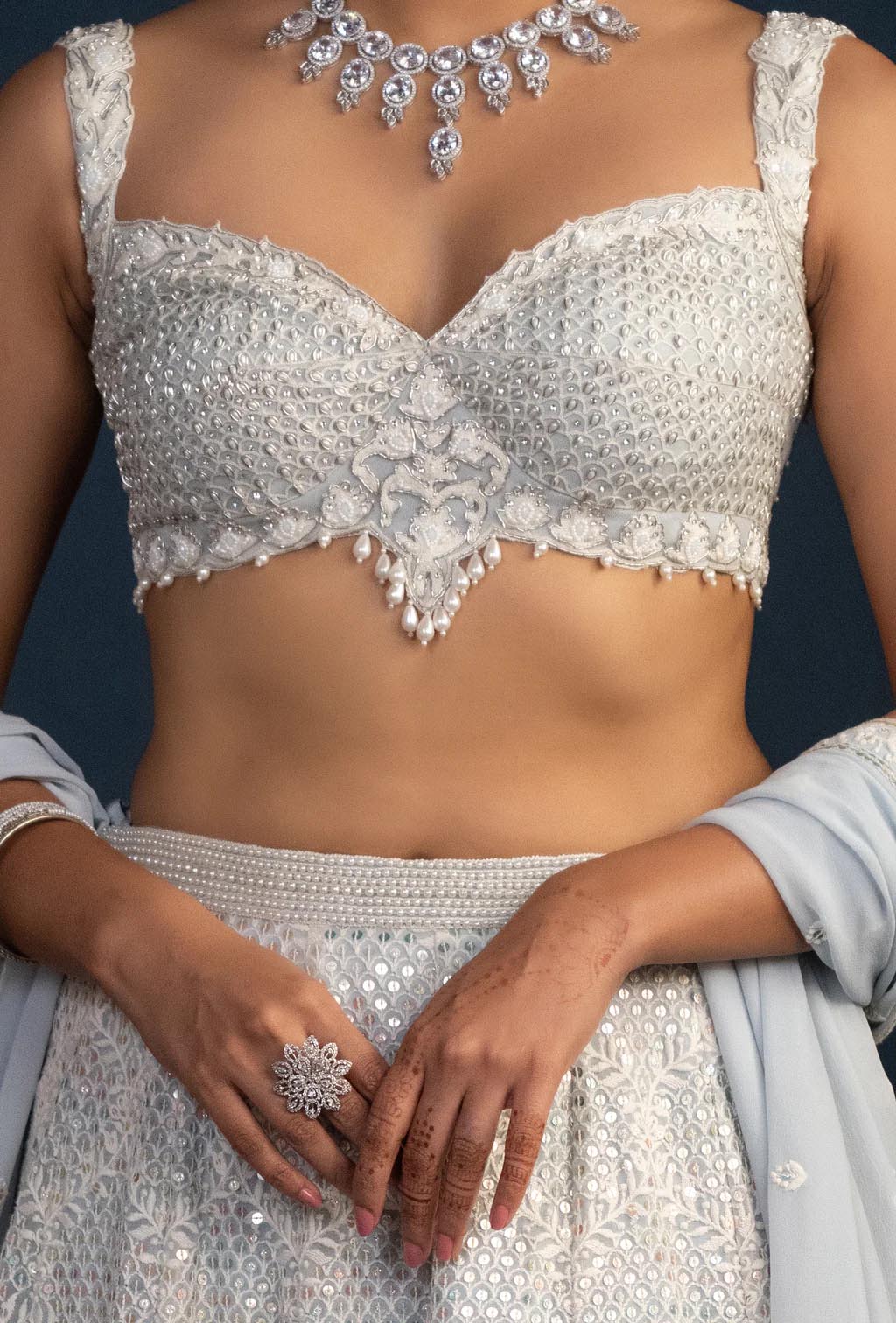 Serenade Ice Water Blue Heavy Embroidery Lehenga Set