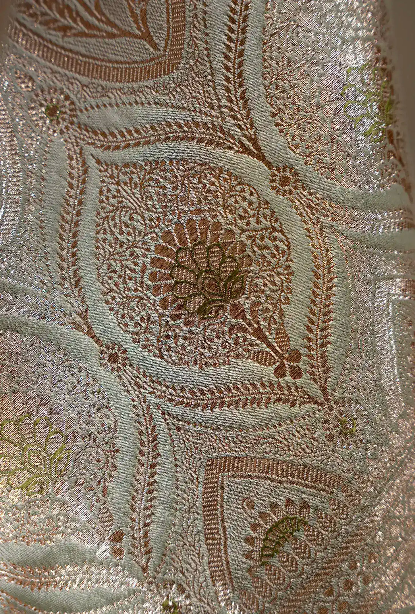 Mint Green Dual Color Mashru Silk Saree With Unstitched Blouse