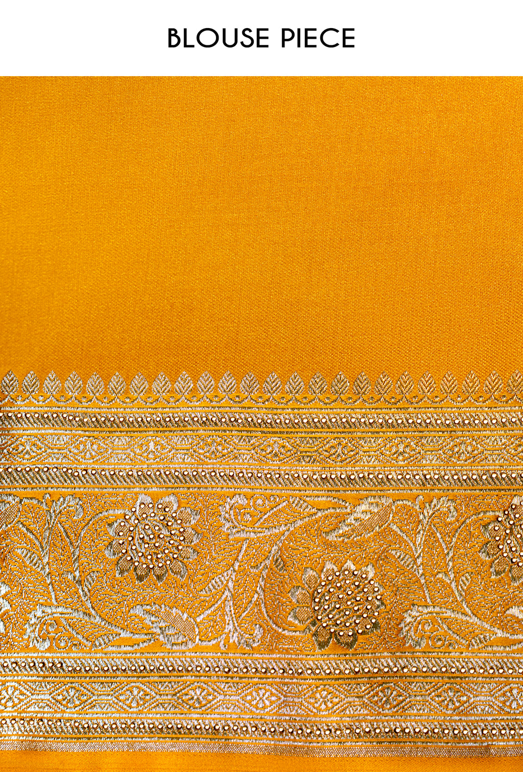 Pure Mashru Silk Saree In Marigold Yellow With Jaal Work