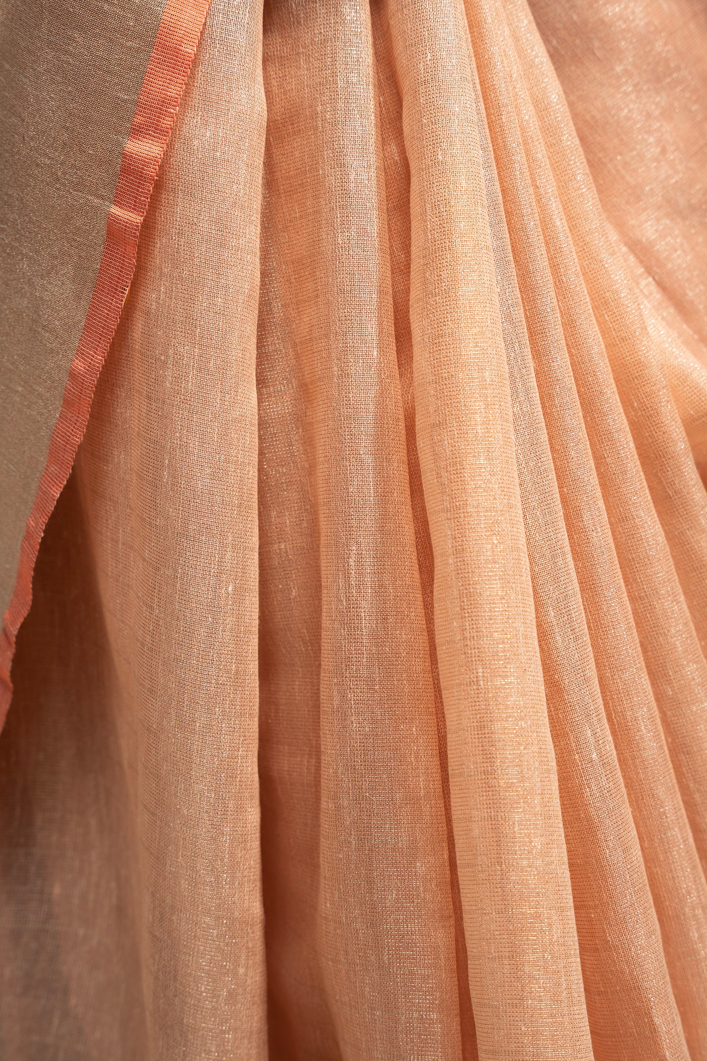 Khadi Tissue Saree in Coral Pink