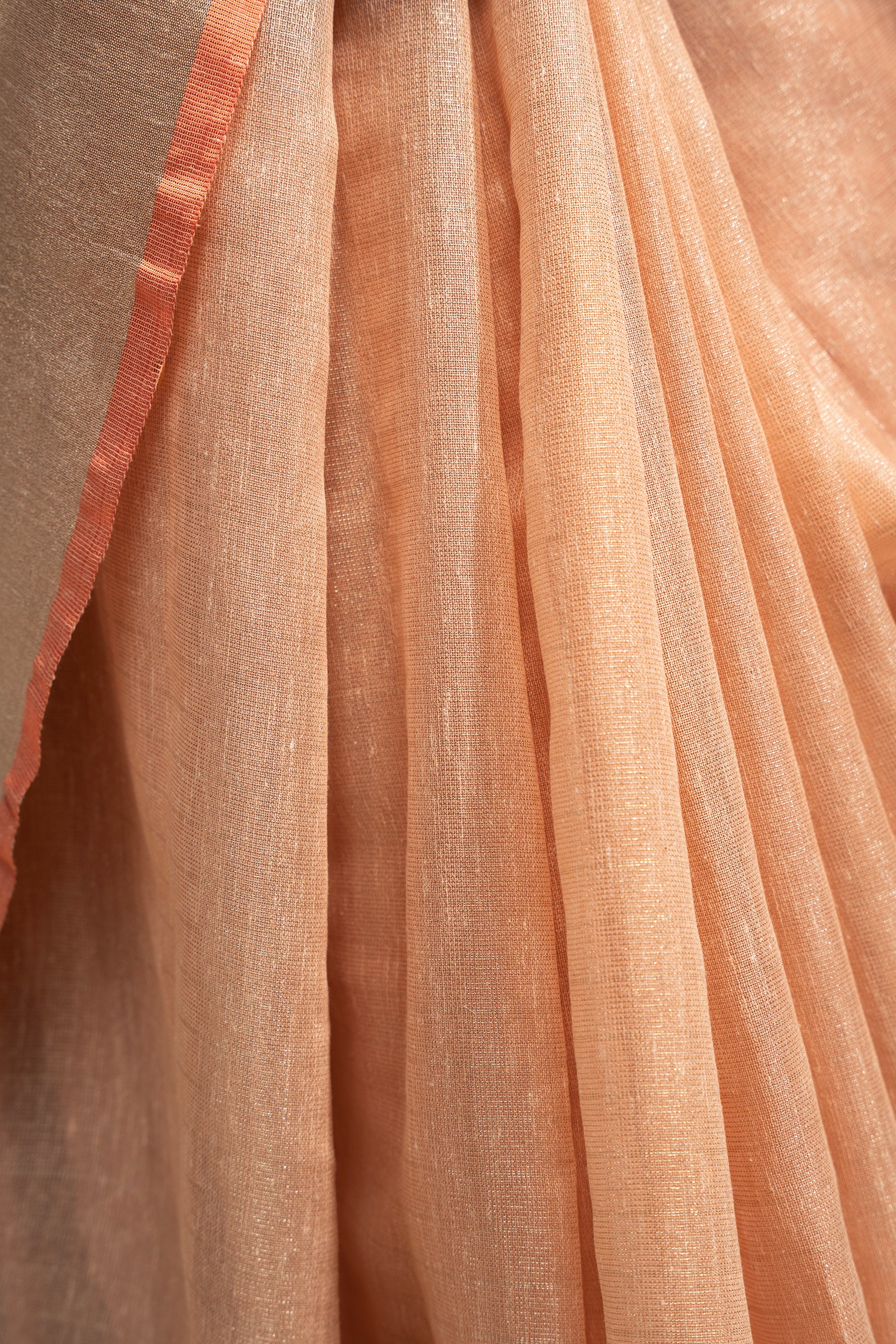 Khadi Tissue Saree in Coral Pink