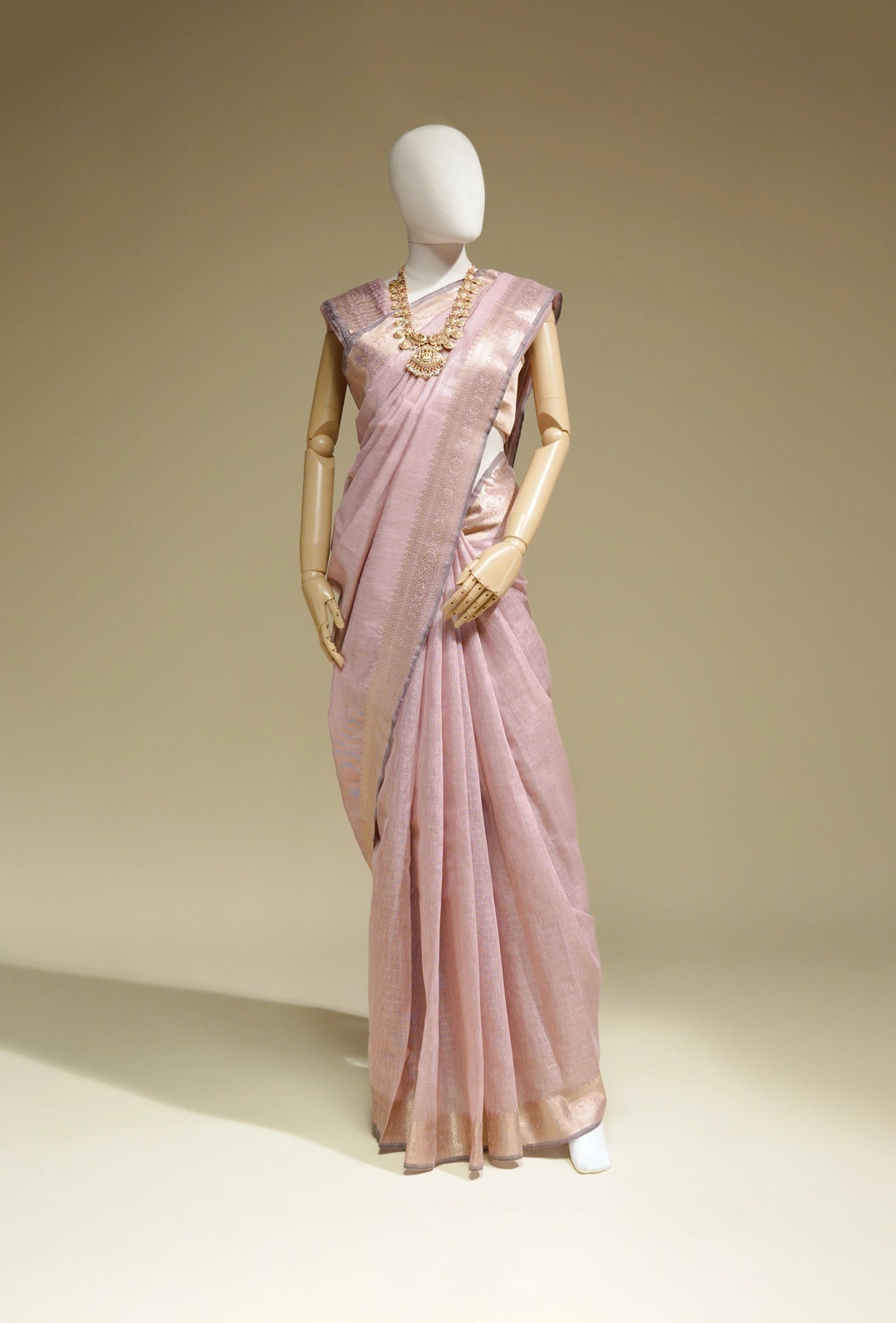 Dusty Lilac Khadi Tissue Saree With Unstitched Blouse