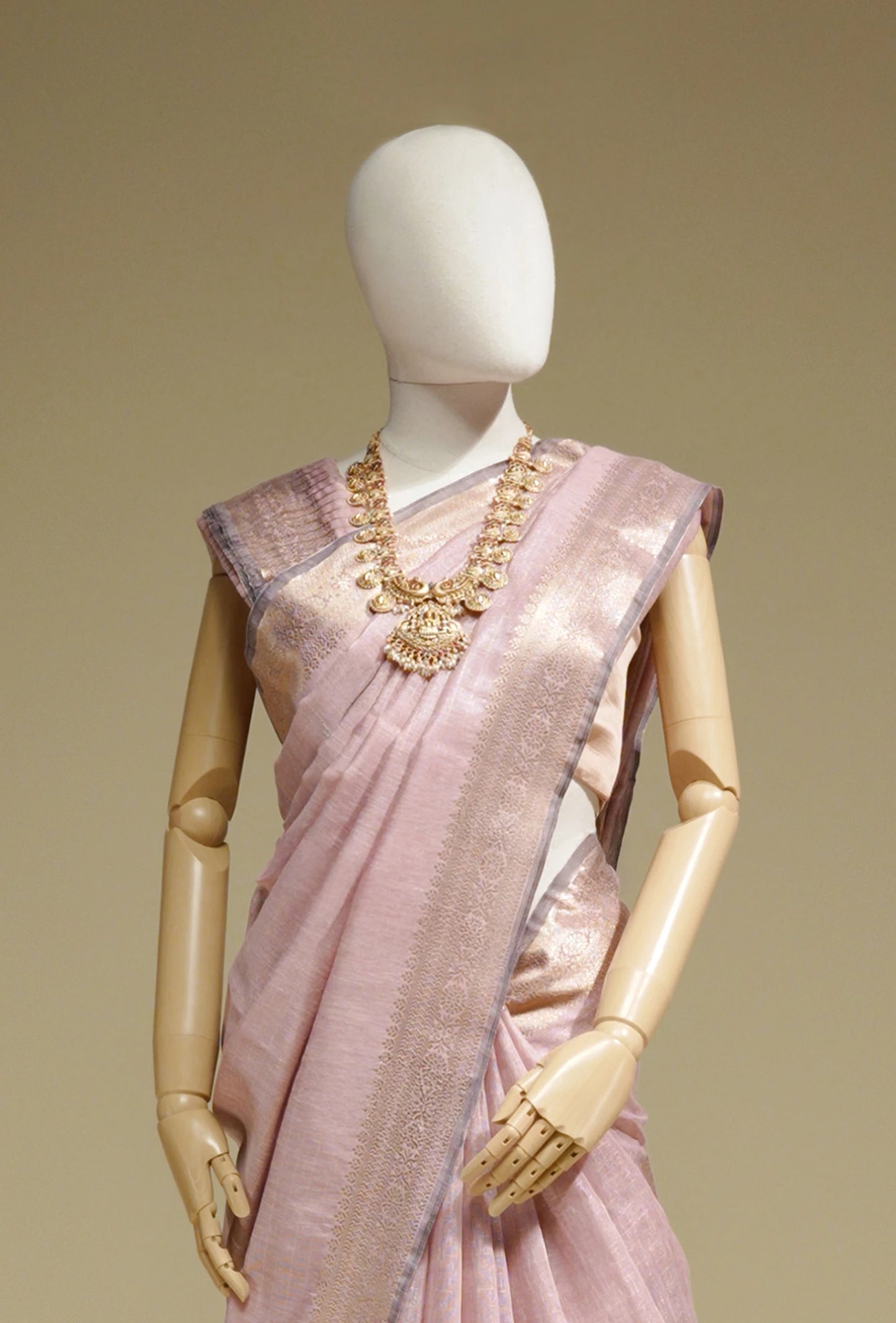 Dusty Lilac Khadi Tissue Saree With Unstitched Blouse