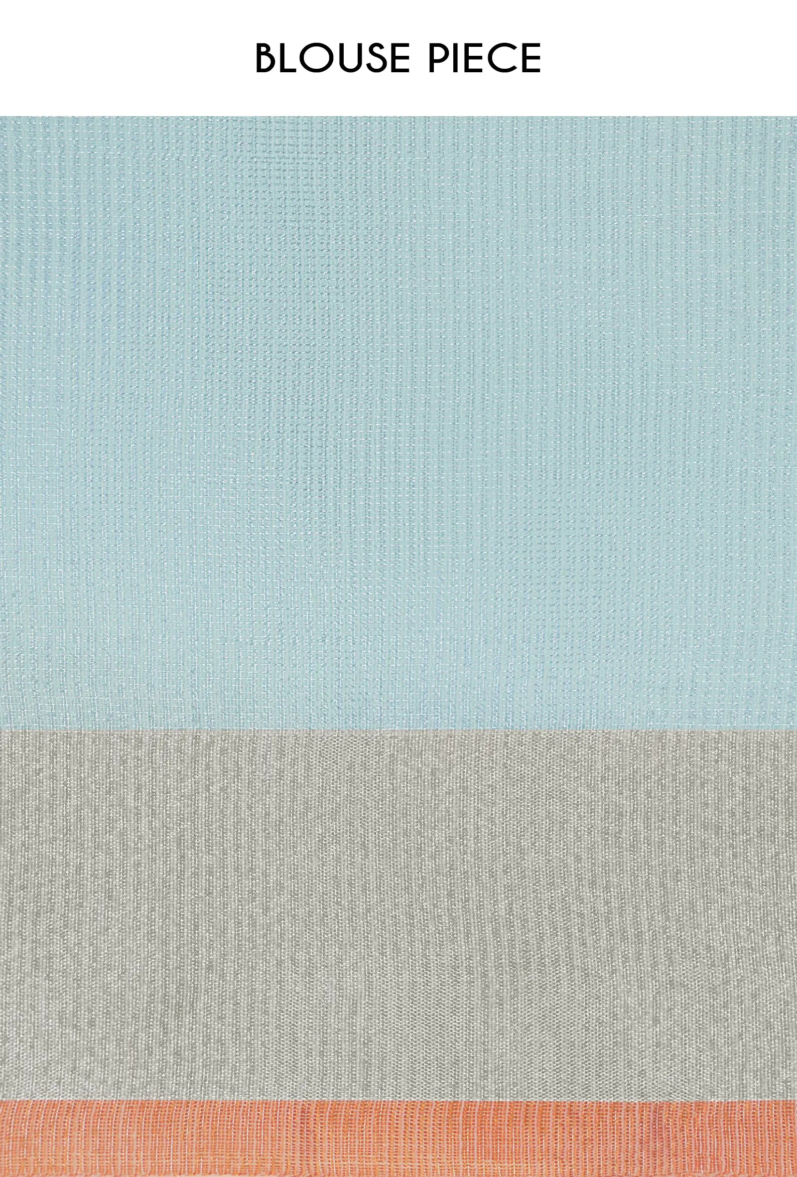 Sky Blue Khadi Tissue Saree With Unstitched Blouse