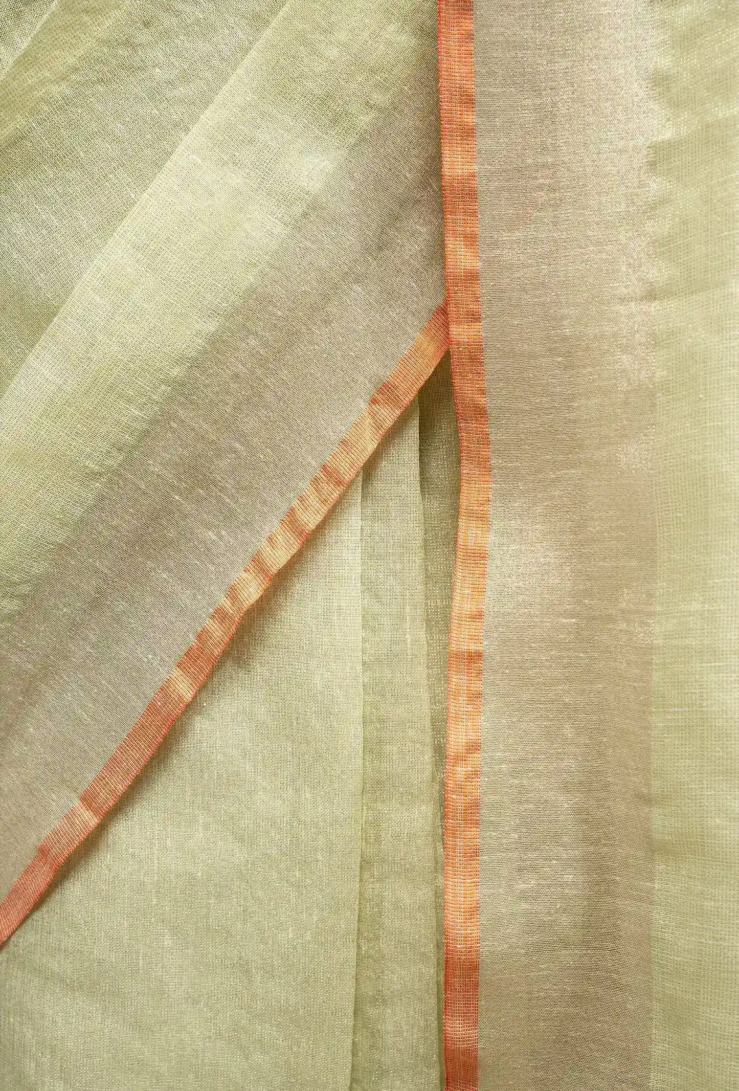 Pista Green Khadi Tissue Saree With Unstitched Blouse