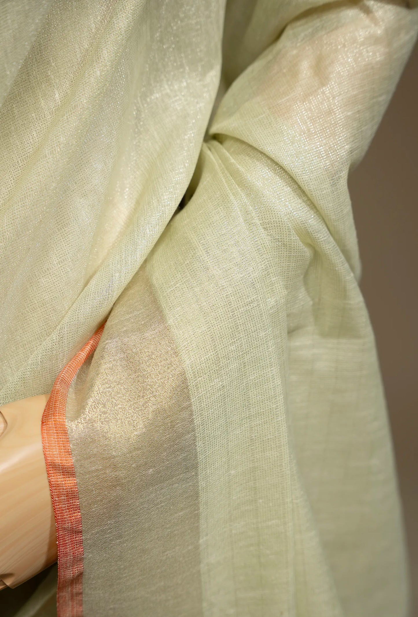 Pista Green Khadi Tissue Saree With Unstitched Blouse