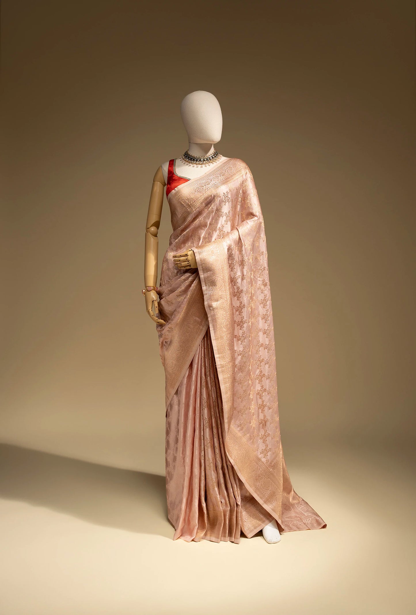 Banarasi Brocade Saree In Modal Satin With Blush Pink Hue