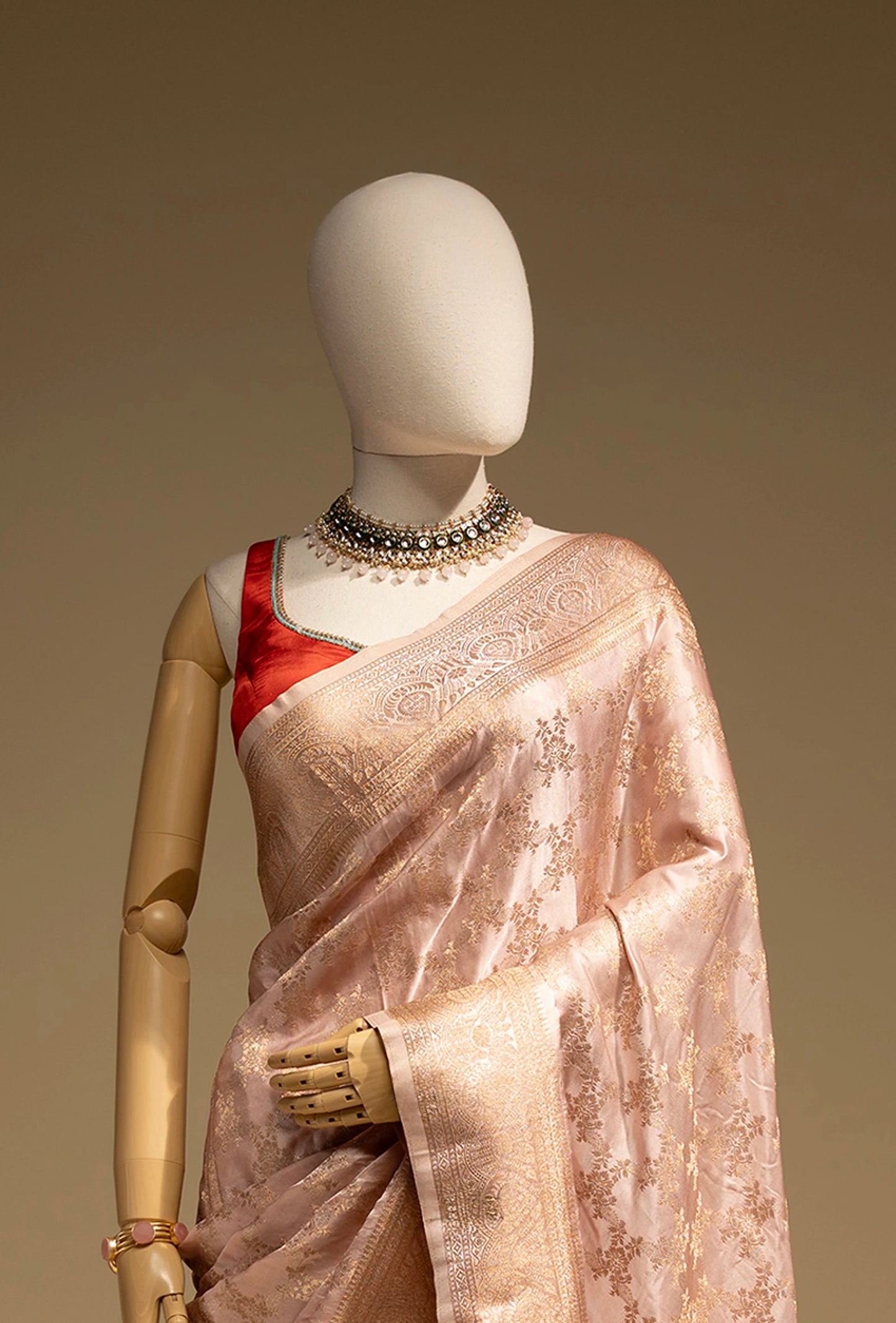Banarasi Brocade Saree In Modal Satin With Blush Pink Hue