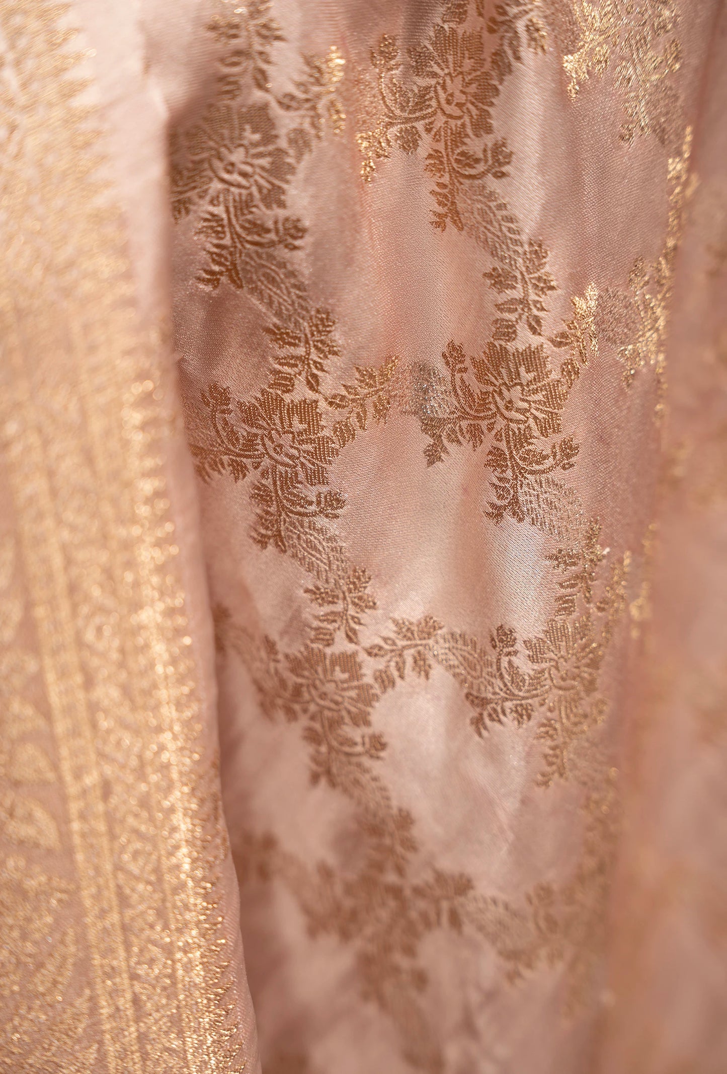 Banarasi Brocade Saree In Modal Satin With Blush Pink Hue