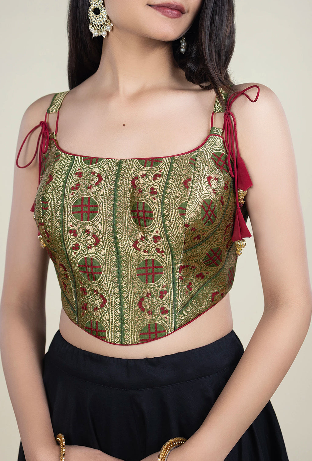 TJBL00014_2 Green and Red Floral Blouse