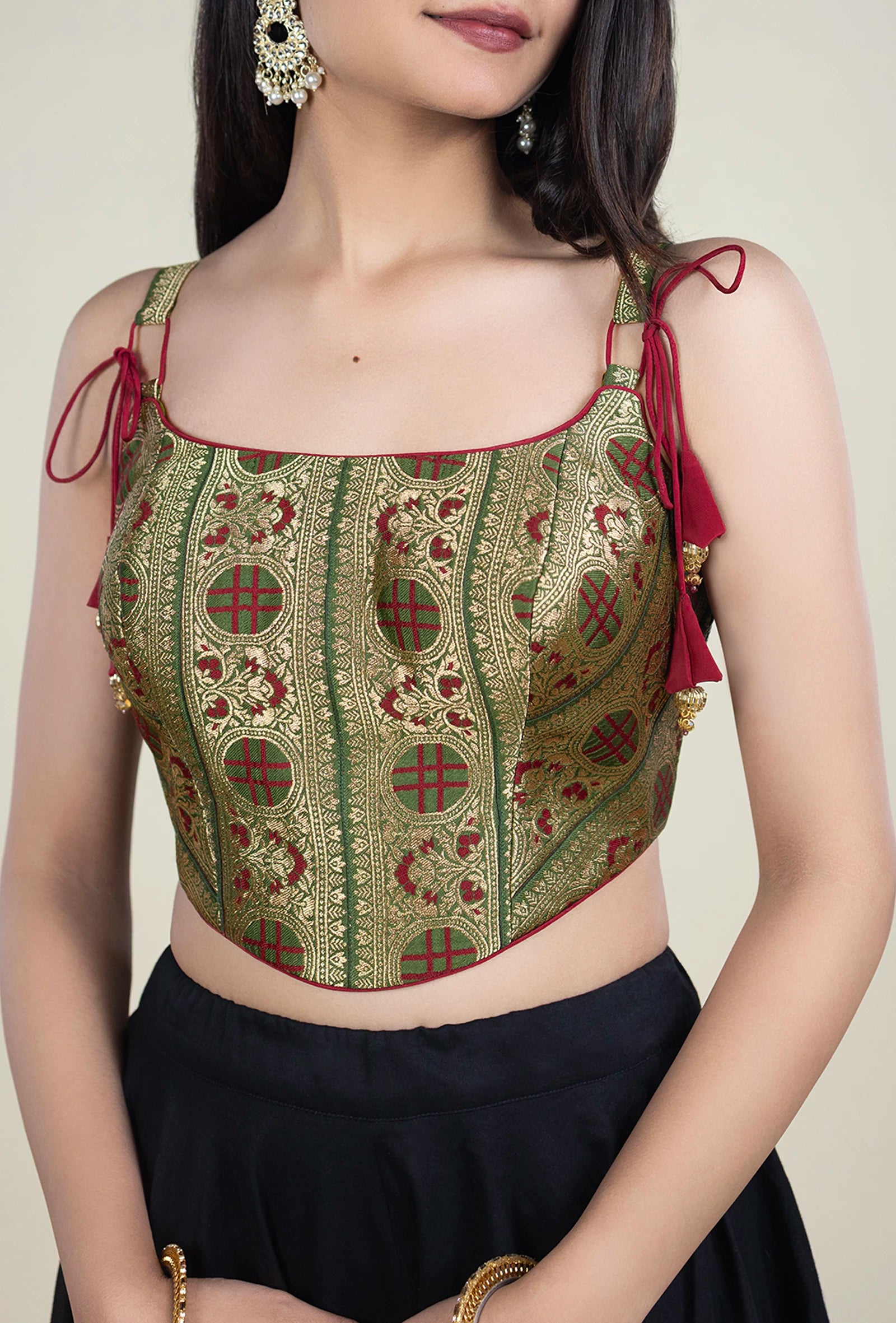 TJBL00014_2 Green and Red Floral Blouse