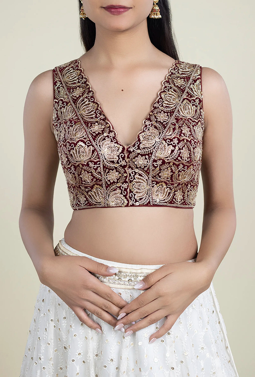 TJBL00016_1 Maroon Designer Blouse