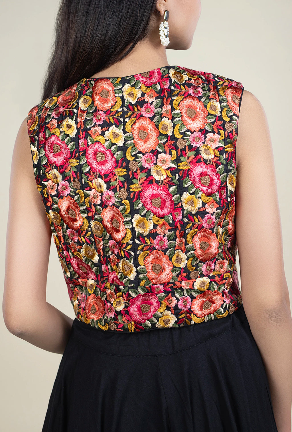 TJBL00030_5 Black Floral Jacket Blouse