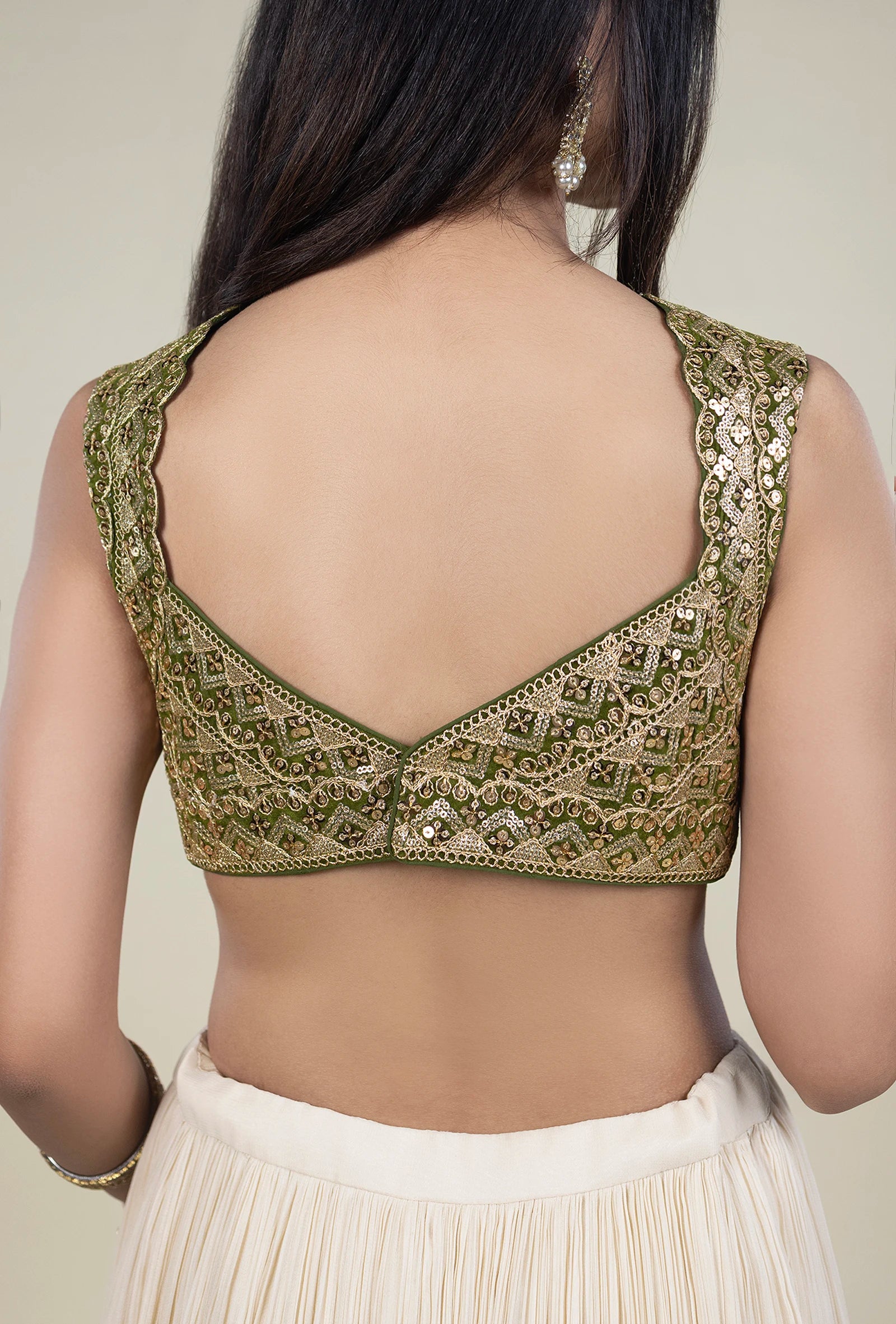 TJBL00036_5 Mehendi Green with Gold Designer Blouse