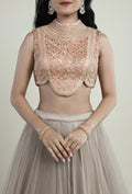 TJBL00039_2 Peach Embroidery Blouse