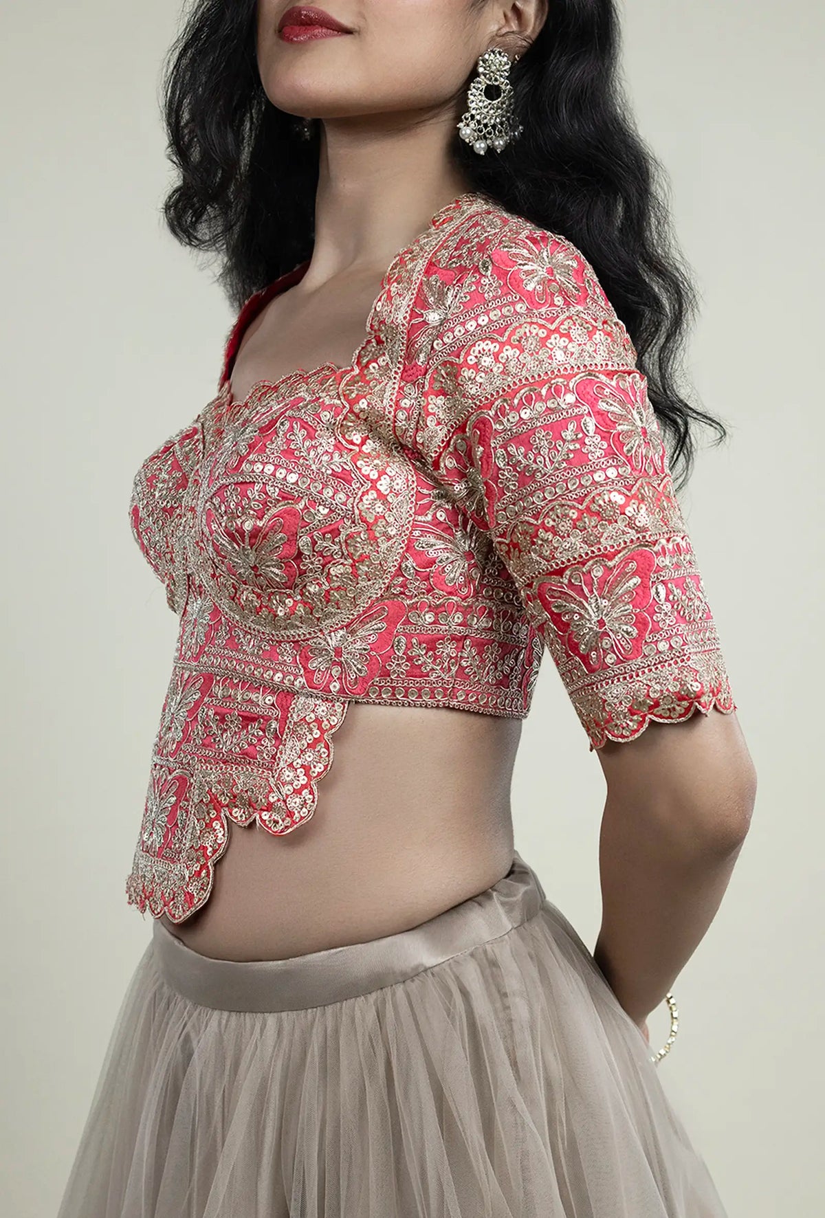 Gold Sequence And Zari Butterfly  Hand Embriodery Work
