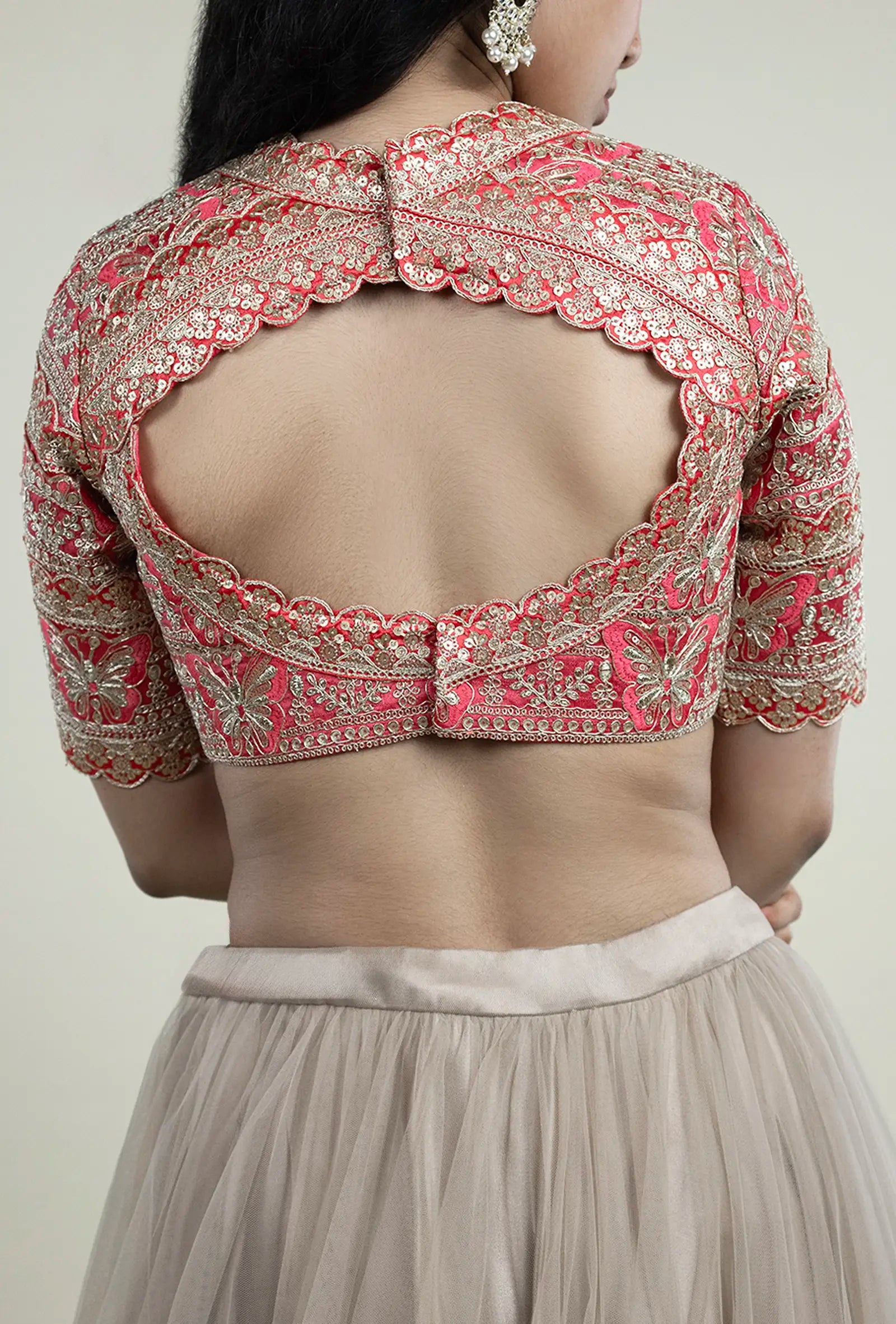 Gold Sequence And Zari Butterfly  Hand Embriodery Work