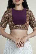 TJBL0005_2 Purple Criss-Cross Back Blouse