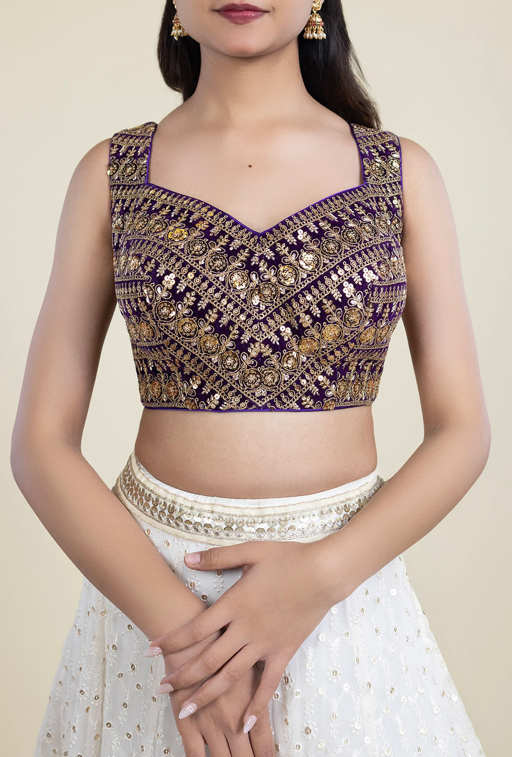 TJBL0006_1 Purple-Gold Blouse