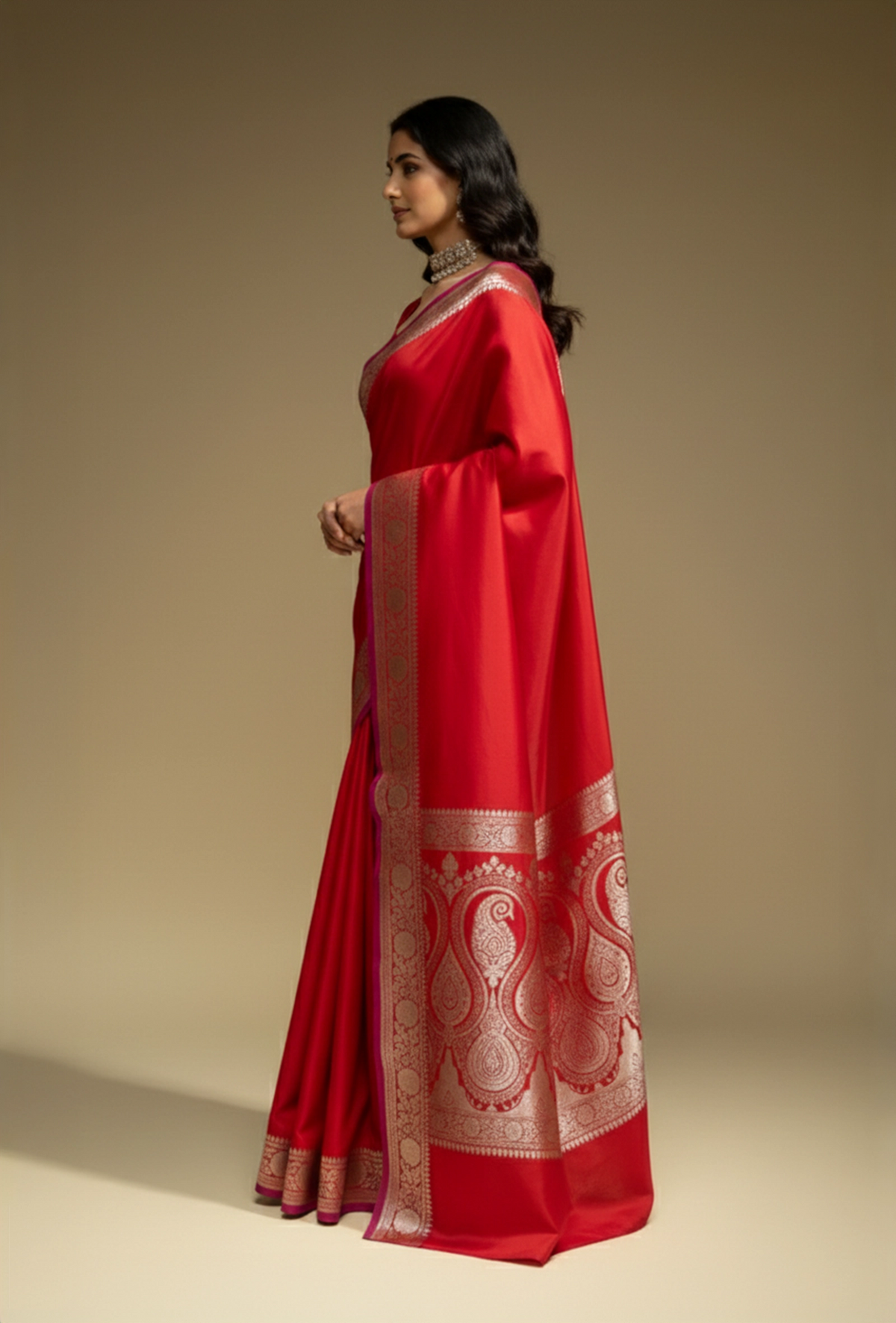 Malai Silk Saree In Rich Red For Festive Occasions