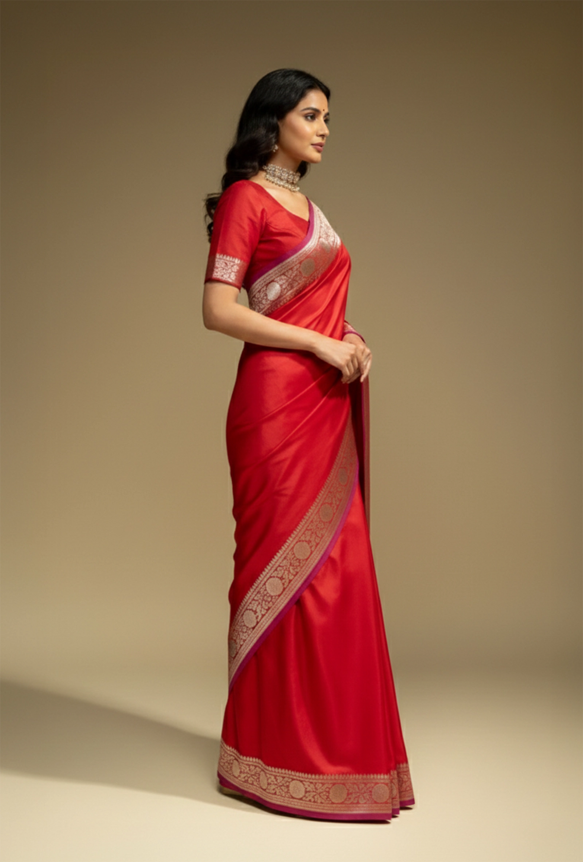 Malai Silk Saree In Rich Red For Festive Occasions